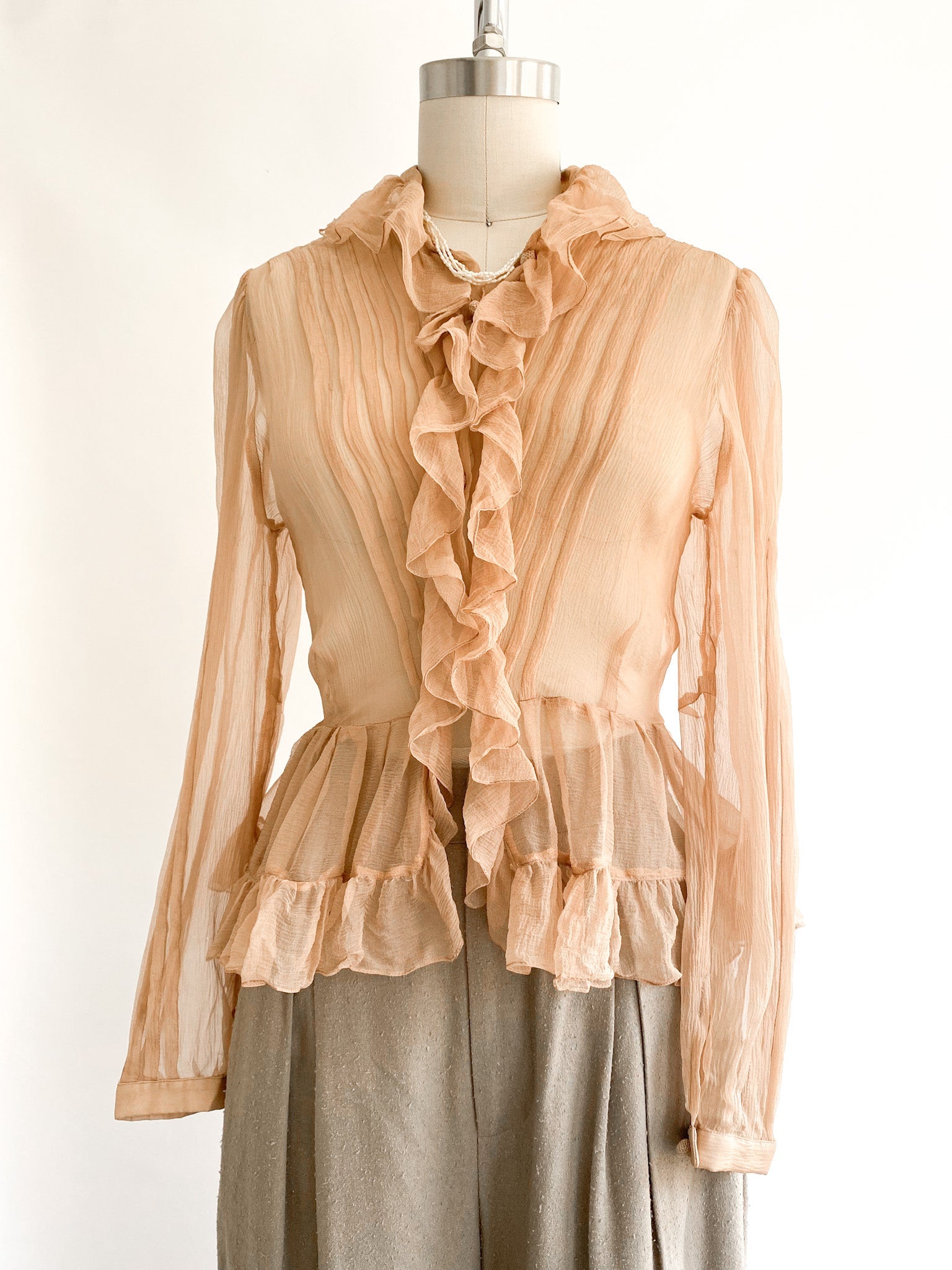 Emmanuelle Khanh Silk Ruffle Blouse