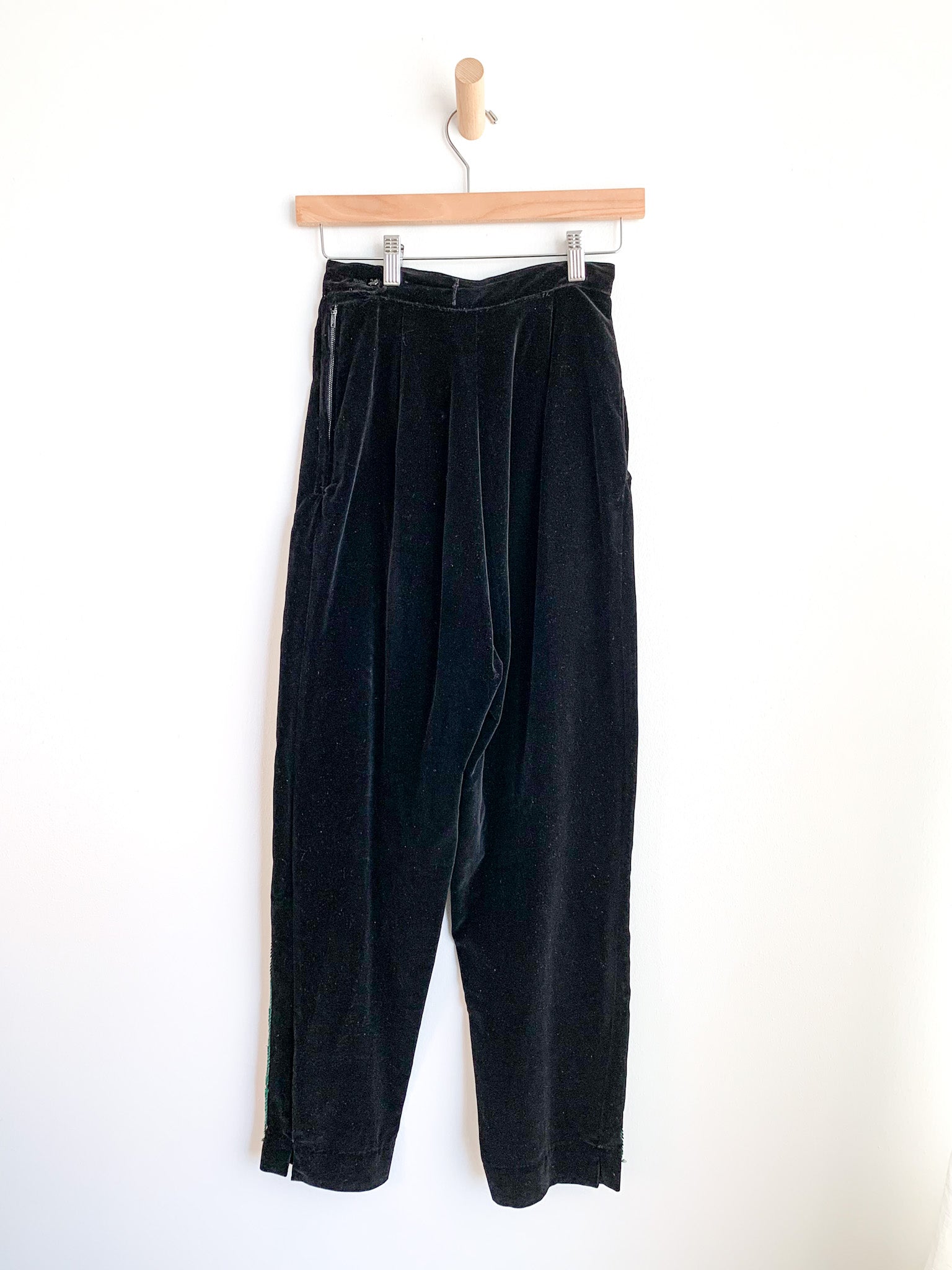 Black Velvet & Sequin Pants