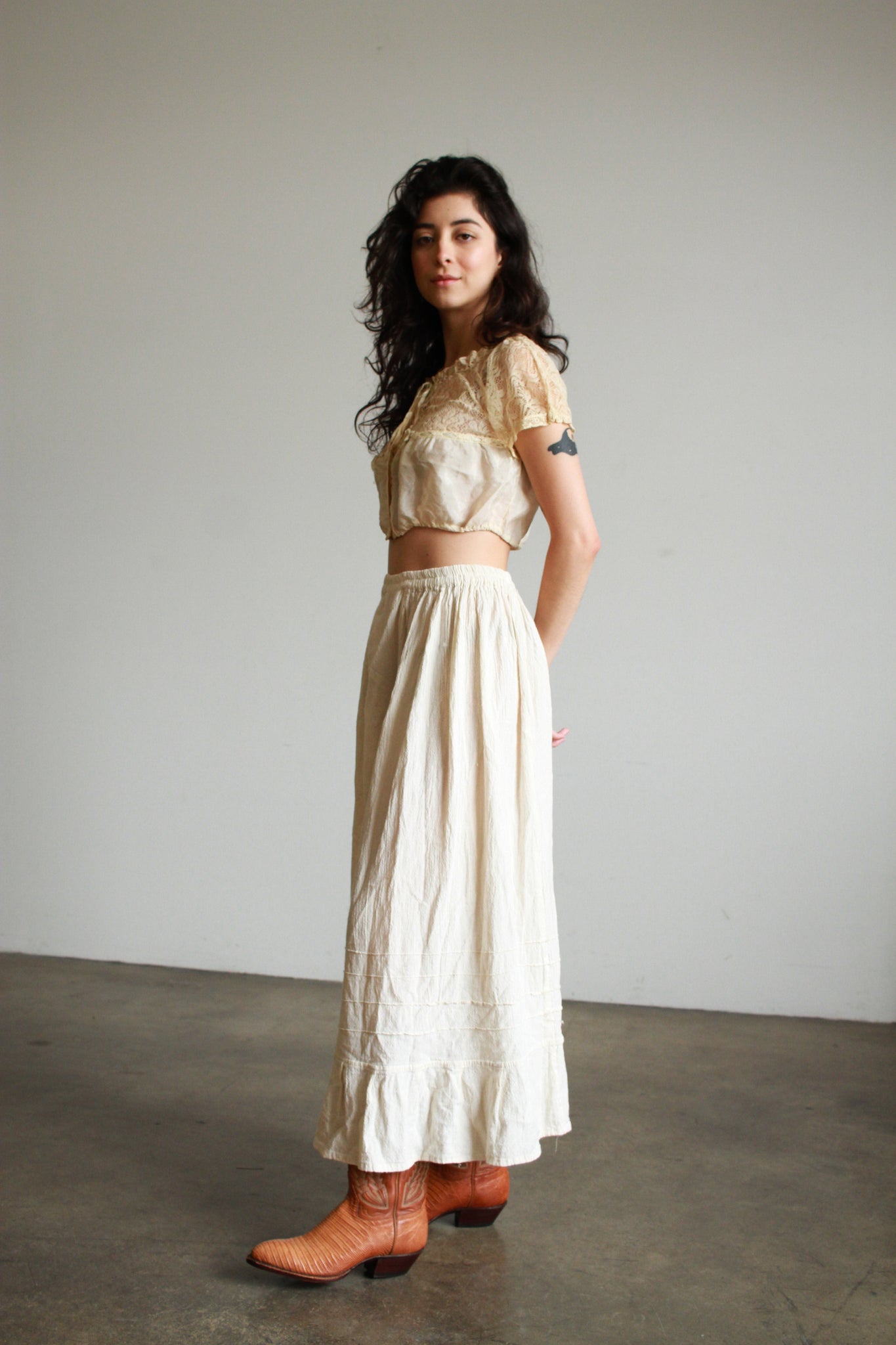 Oaxacan Cotton Gauze Midi Skirt