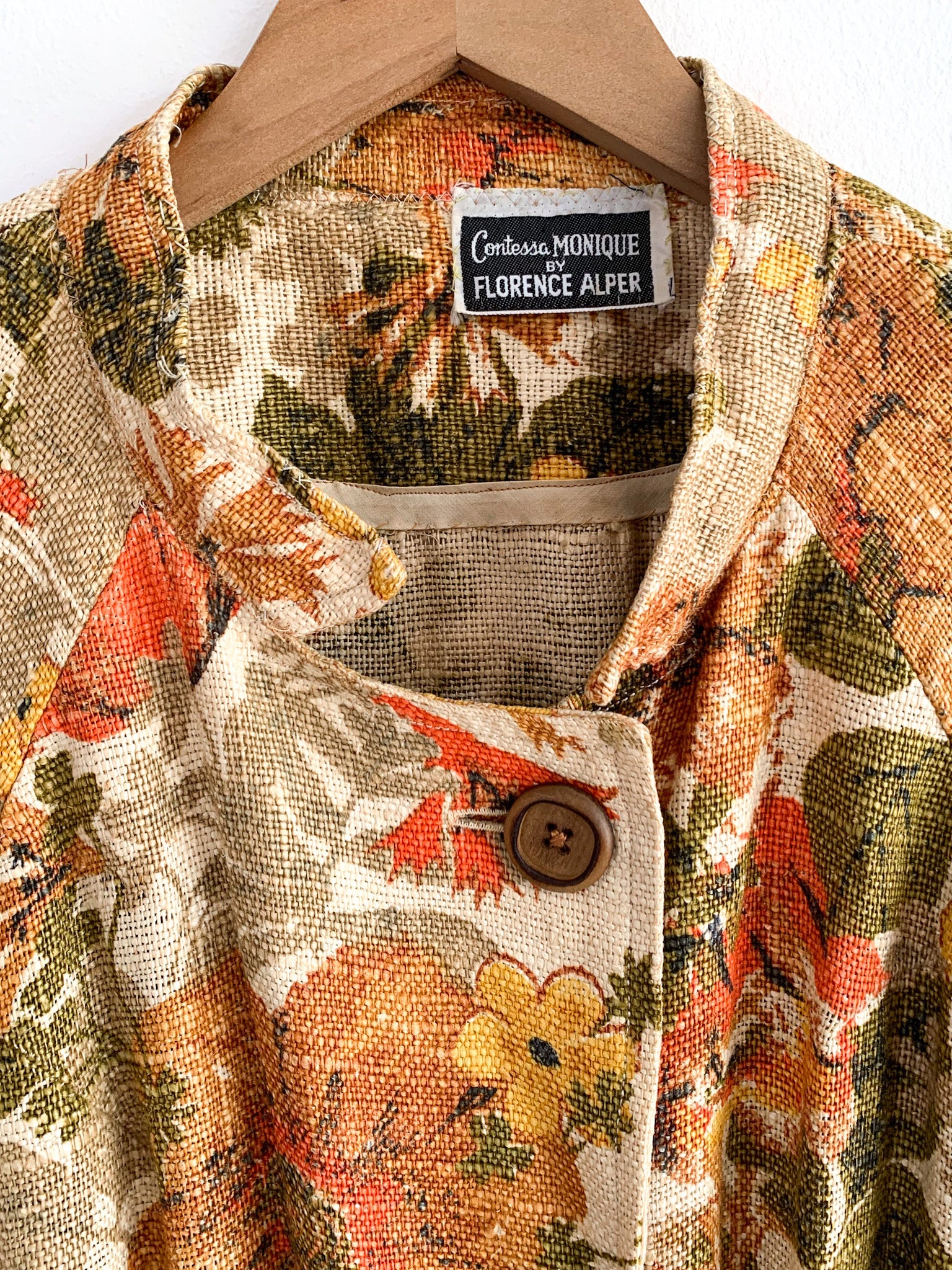 1960's Floral Burlap Chore Coat