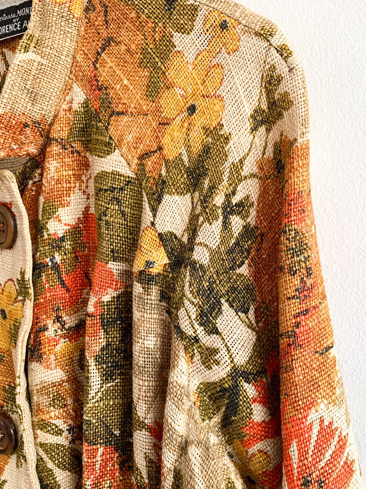 1960's Floral Burlap Chore Coat