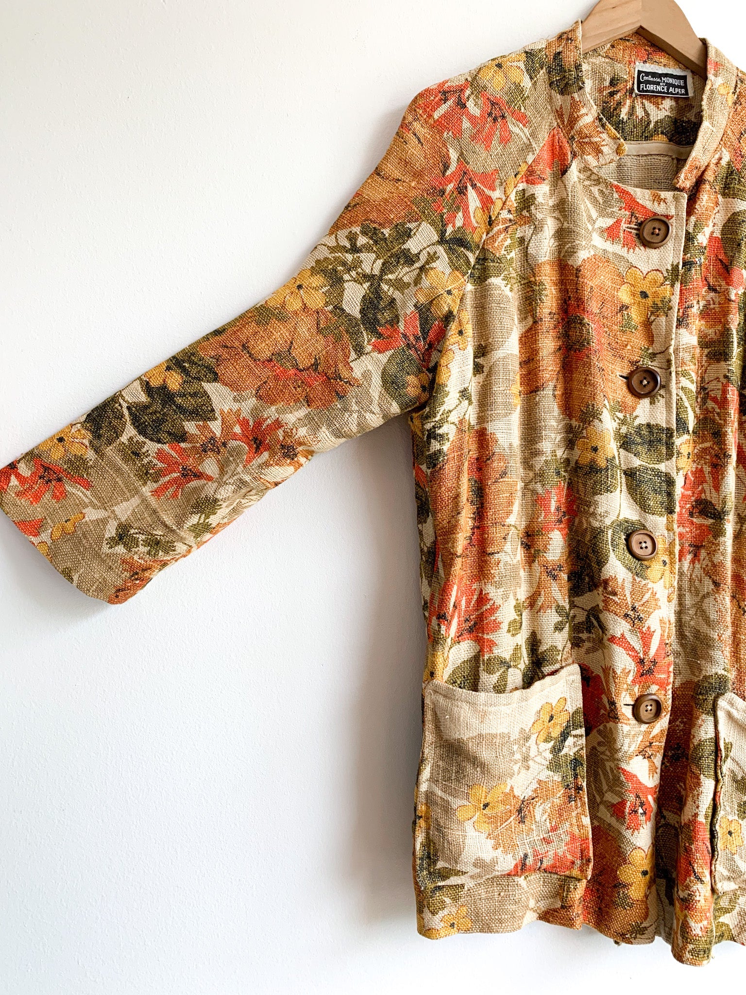 1960's Floral Burlap Chore Coat