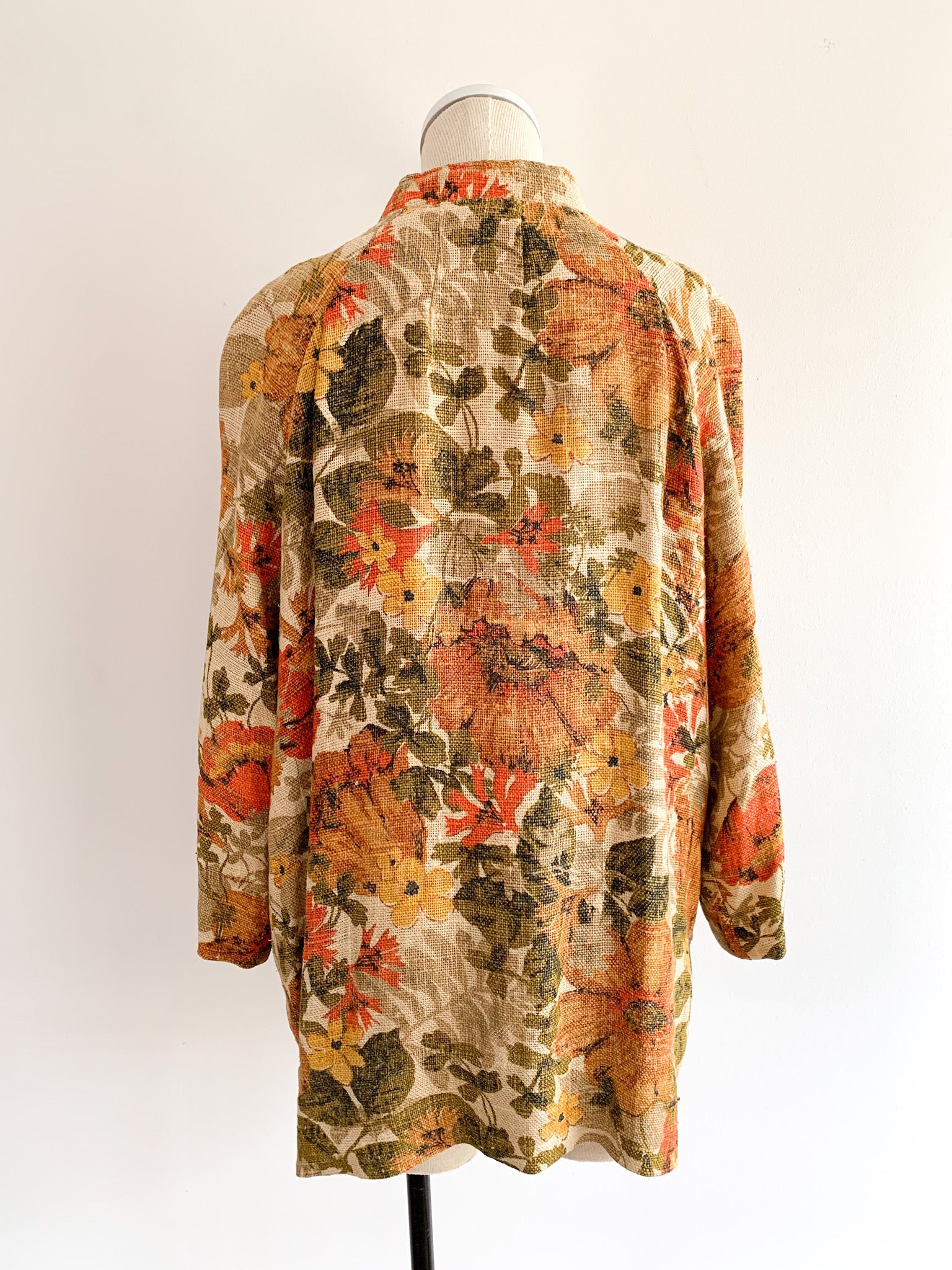 1960's Floral Burlap Chore Coat