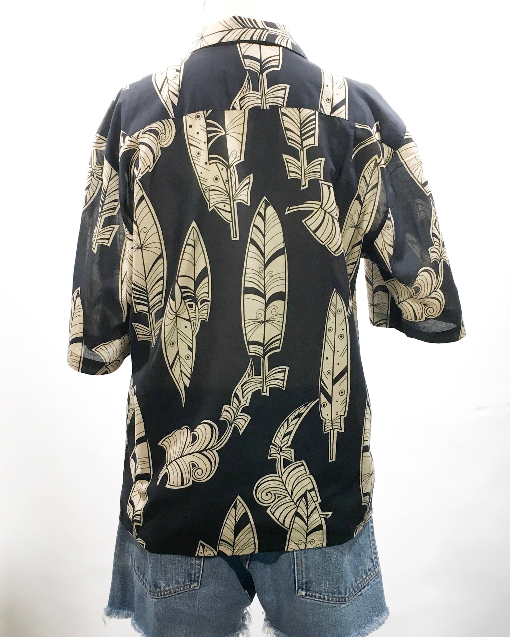 1980's Mondi Feather Print Cotton Top