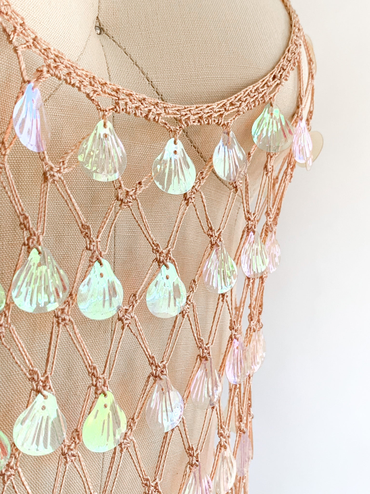 Opalescent Shell Crochet Tank