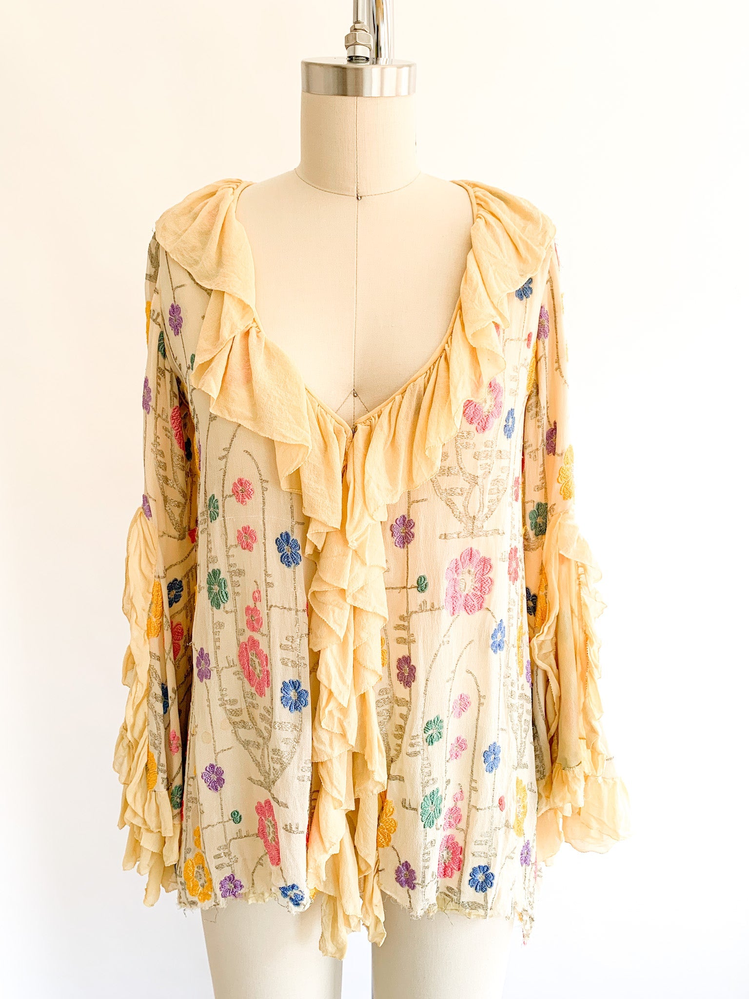 Rare 1920's Silk & Lamé Floral Embroidered Jacket