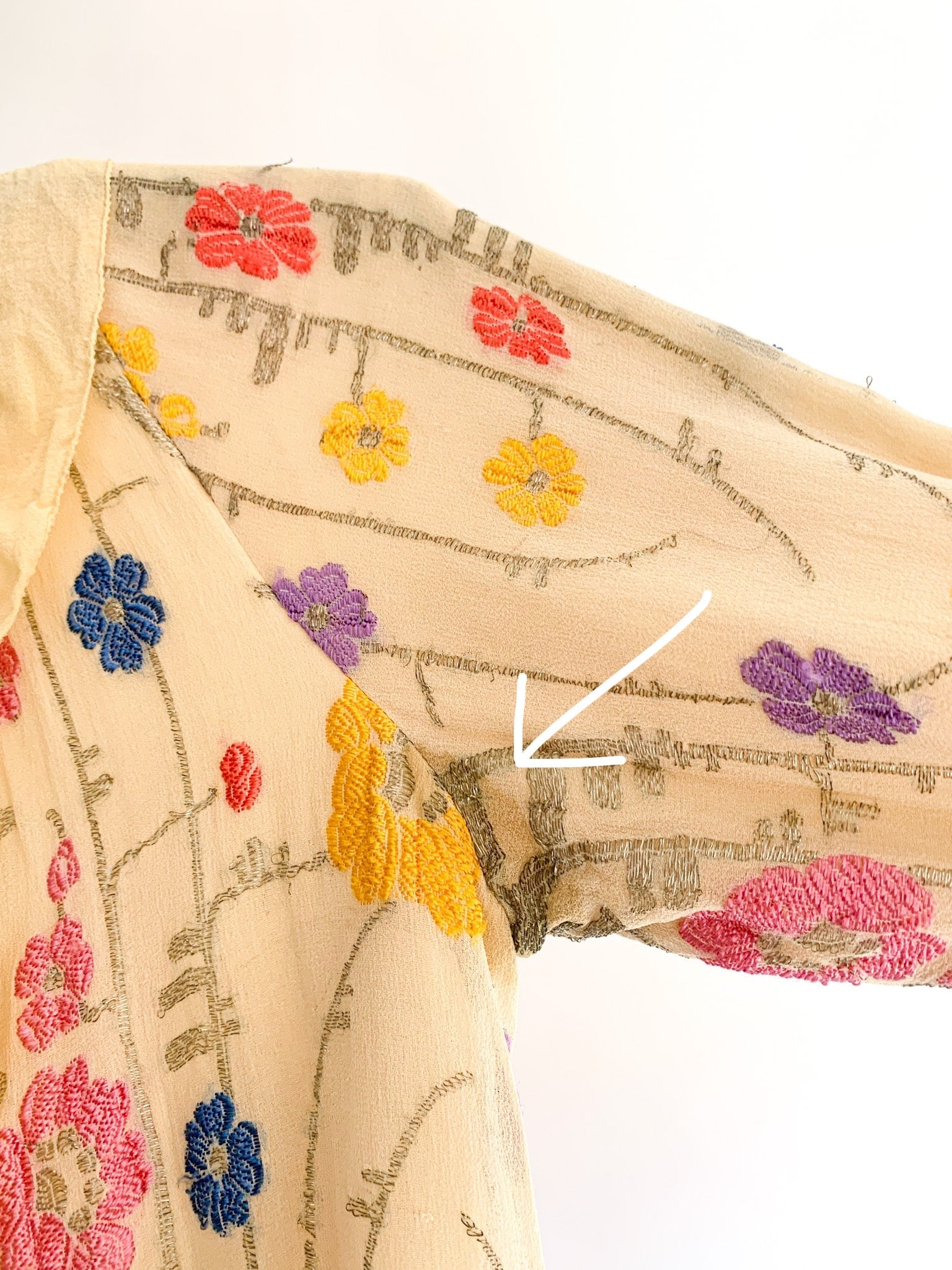 Rare 1920's Silk & Lamé Floral Embroidered Jacket