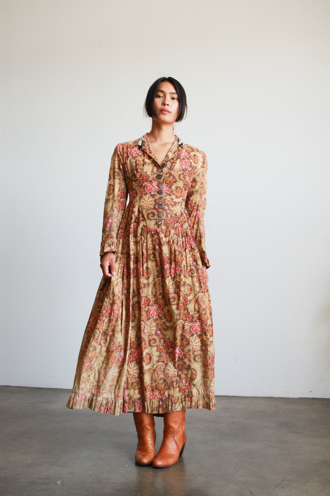 Antique Turkey Calico Print Cotton Dress