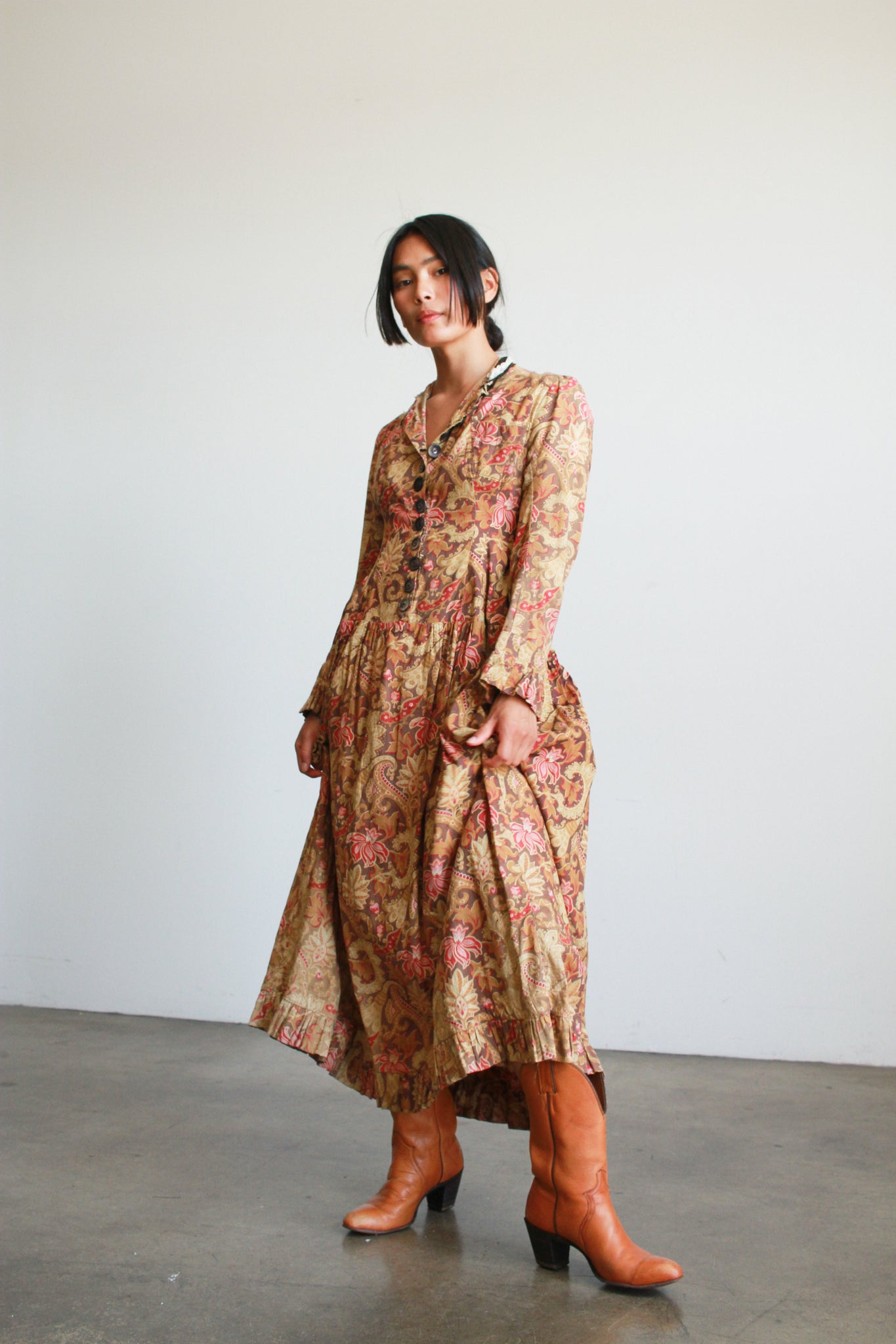 Antique Turkey Calico Print Cotton Dress