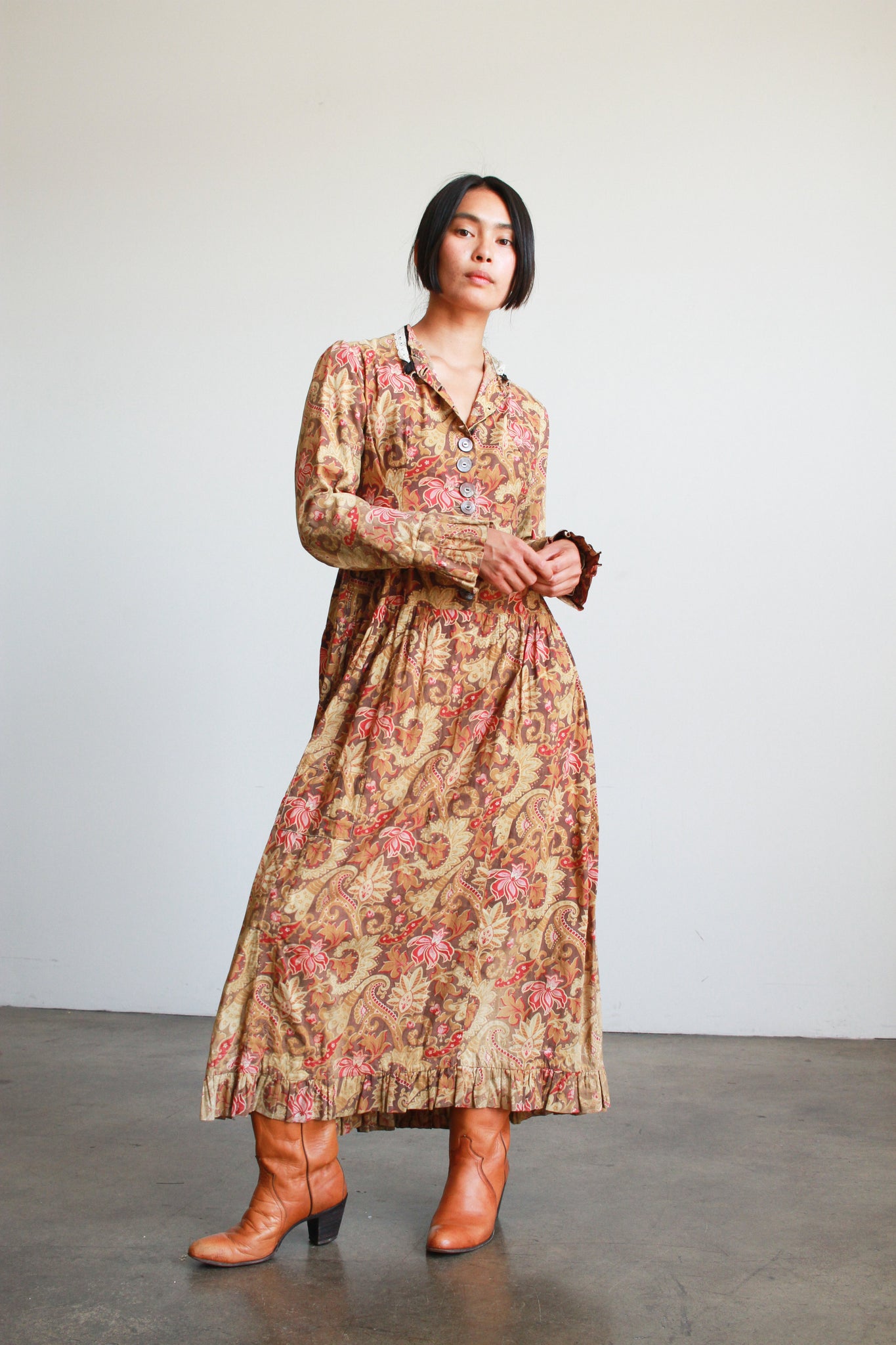 Antique Turkey Calico Print Cotton Dress