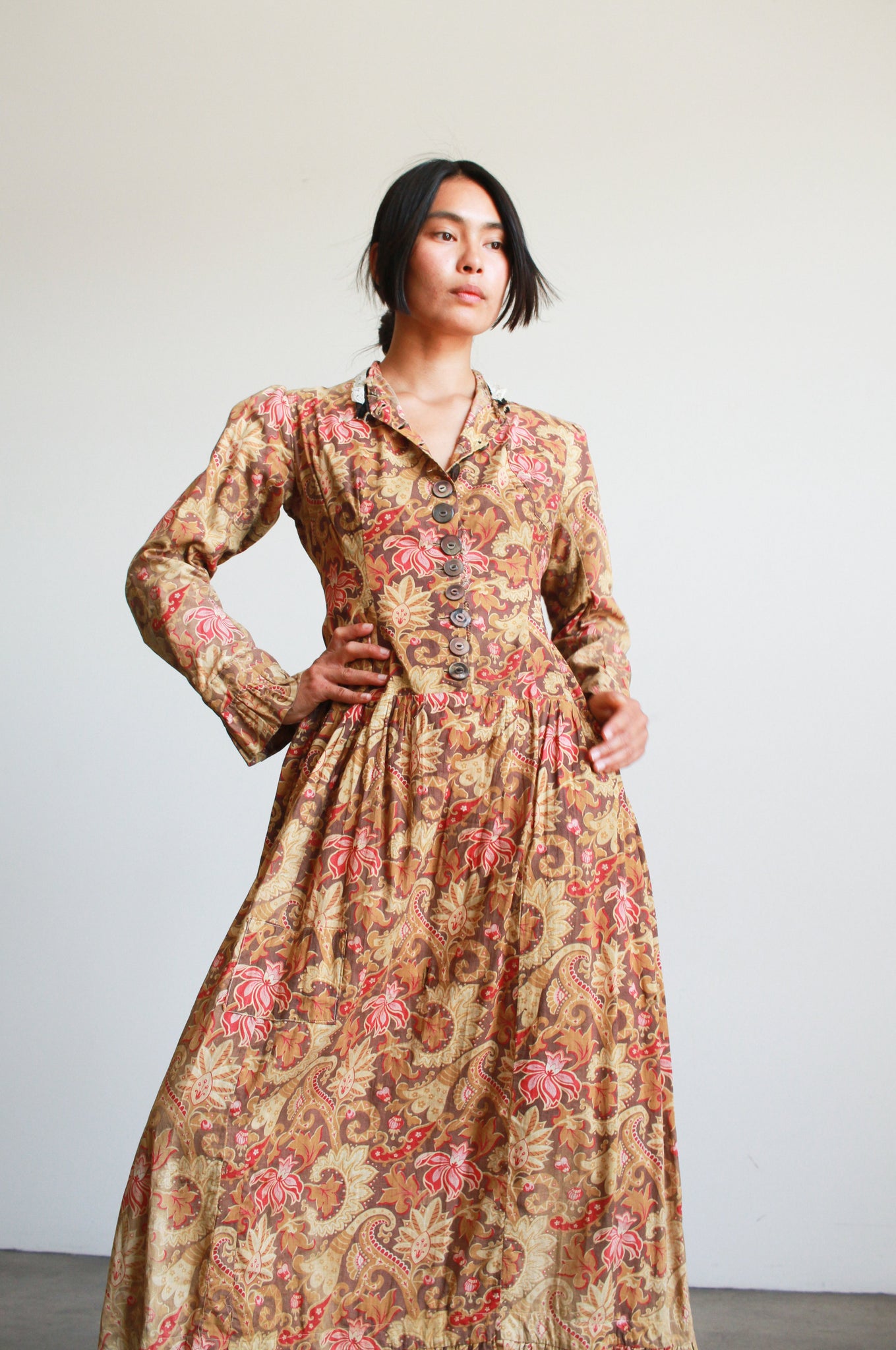 Antique Turkey Calico Print Cotton Dress