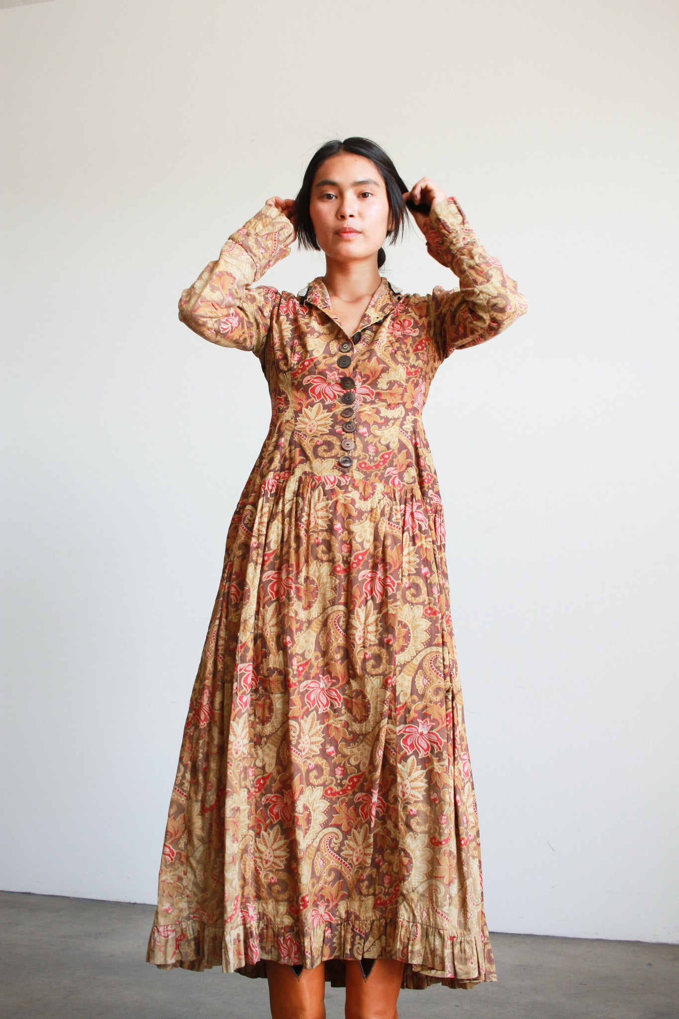 Antique Turkey Calico Print Cotton Dress