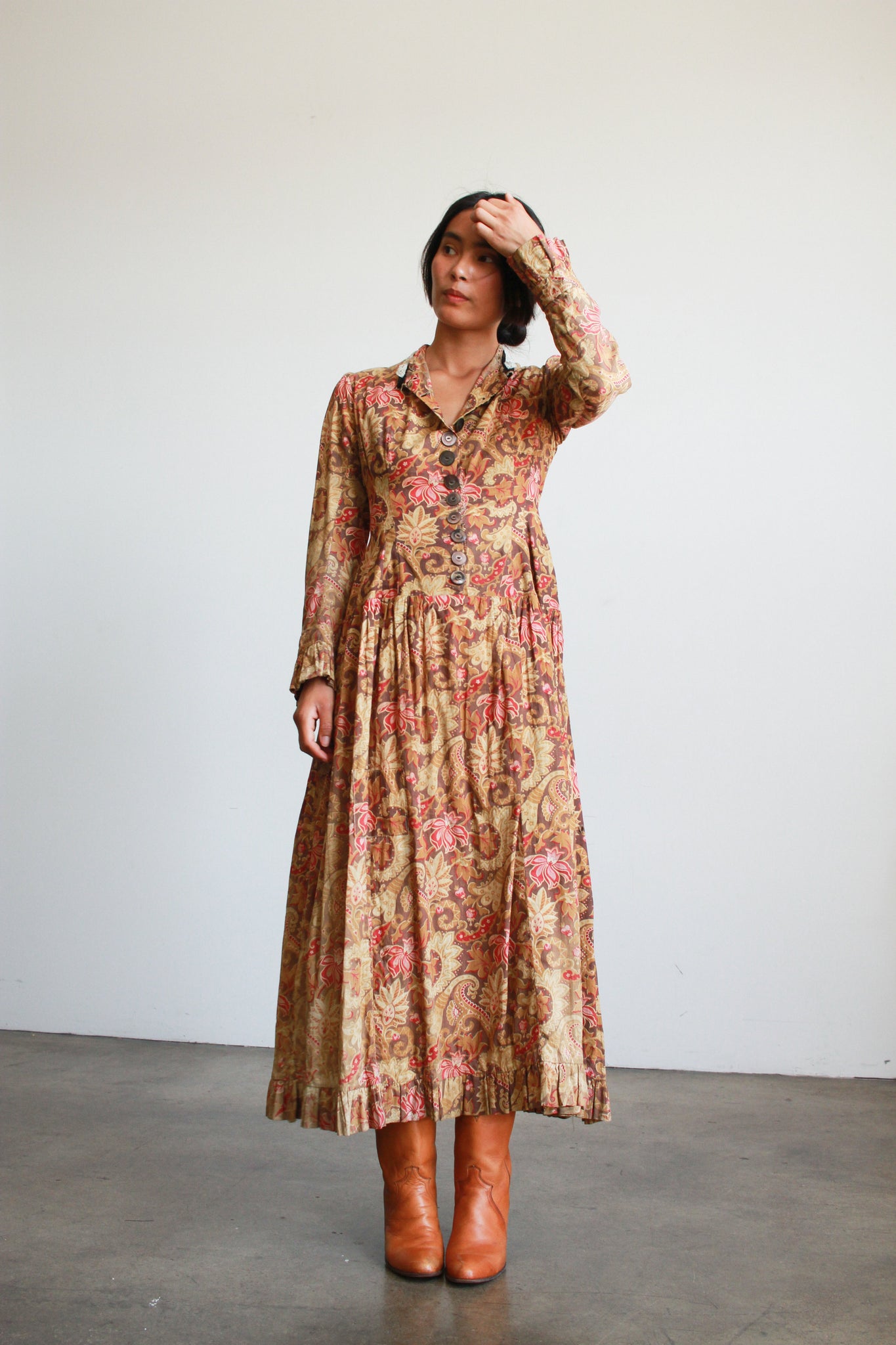 Antique Turkey Calico Print Cotton Dress