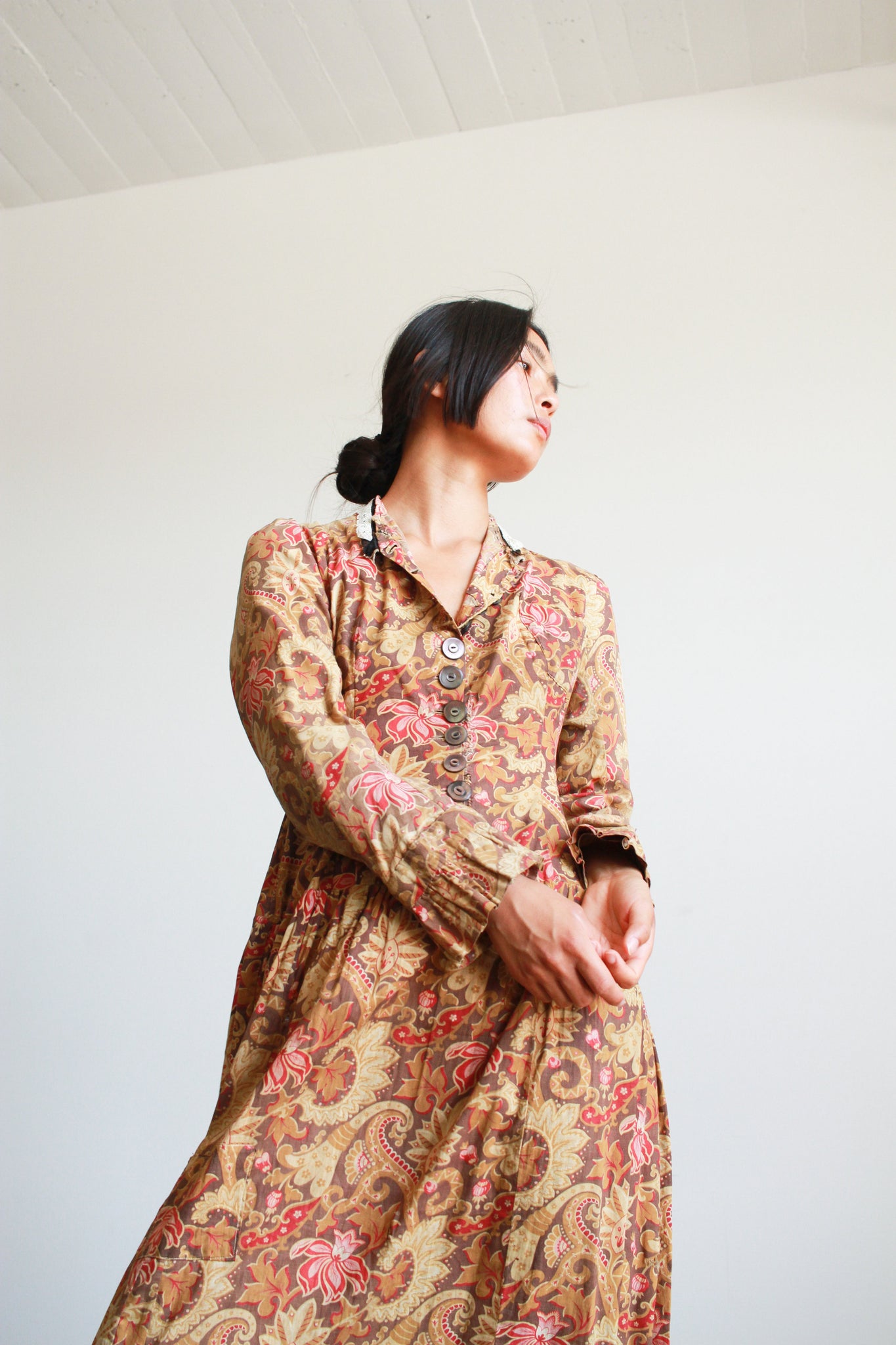 Antique Turkey Calico Print Cotton Dress