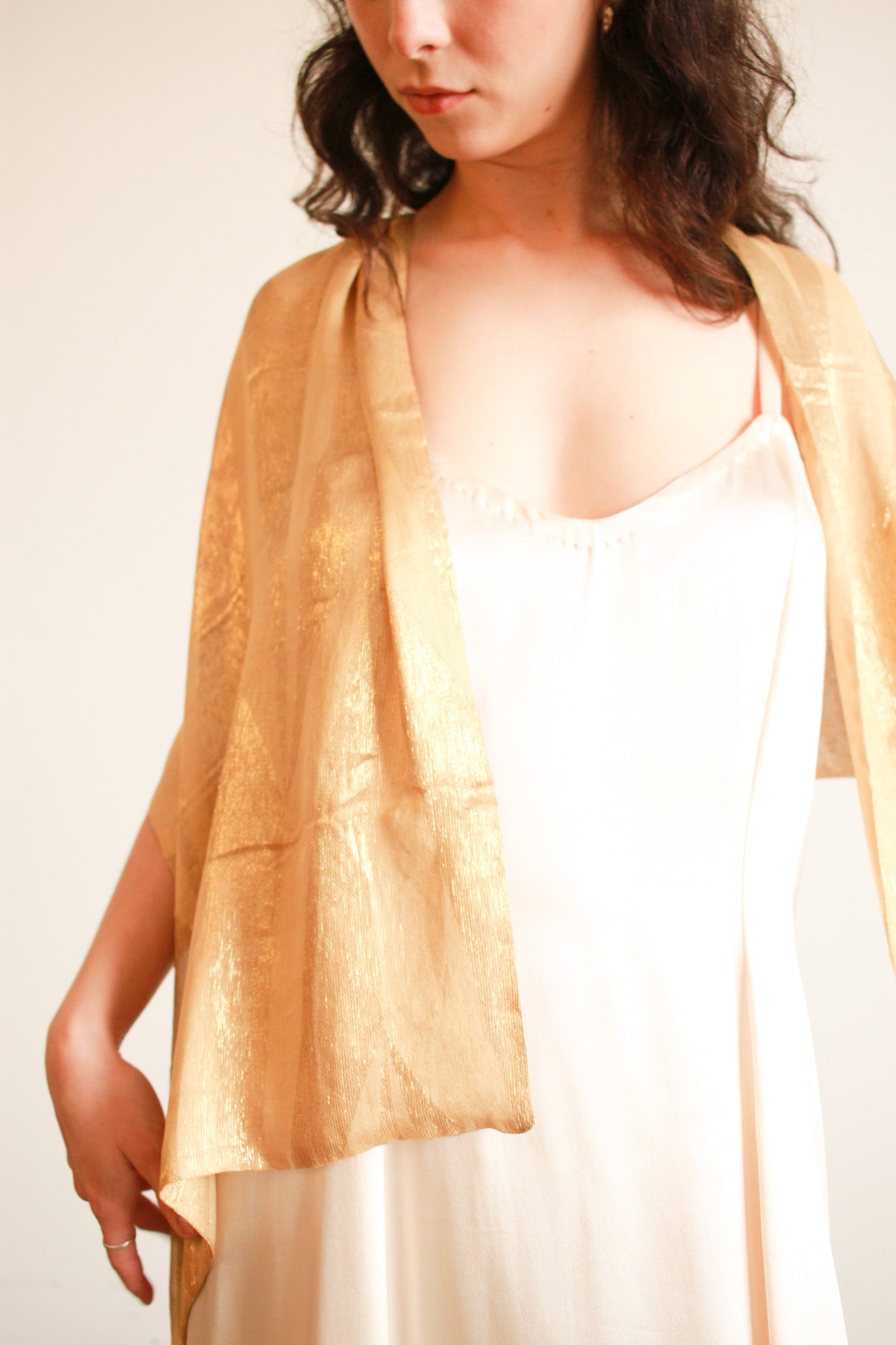 1920s Gold Lamé Art Deco Shawl