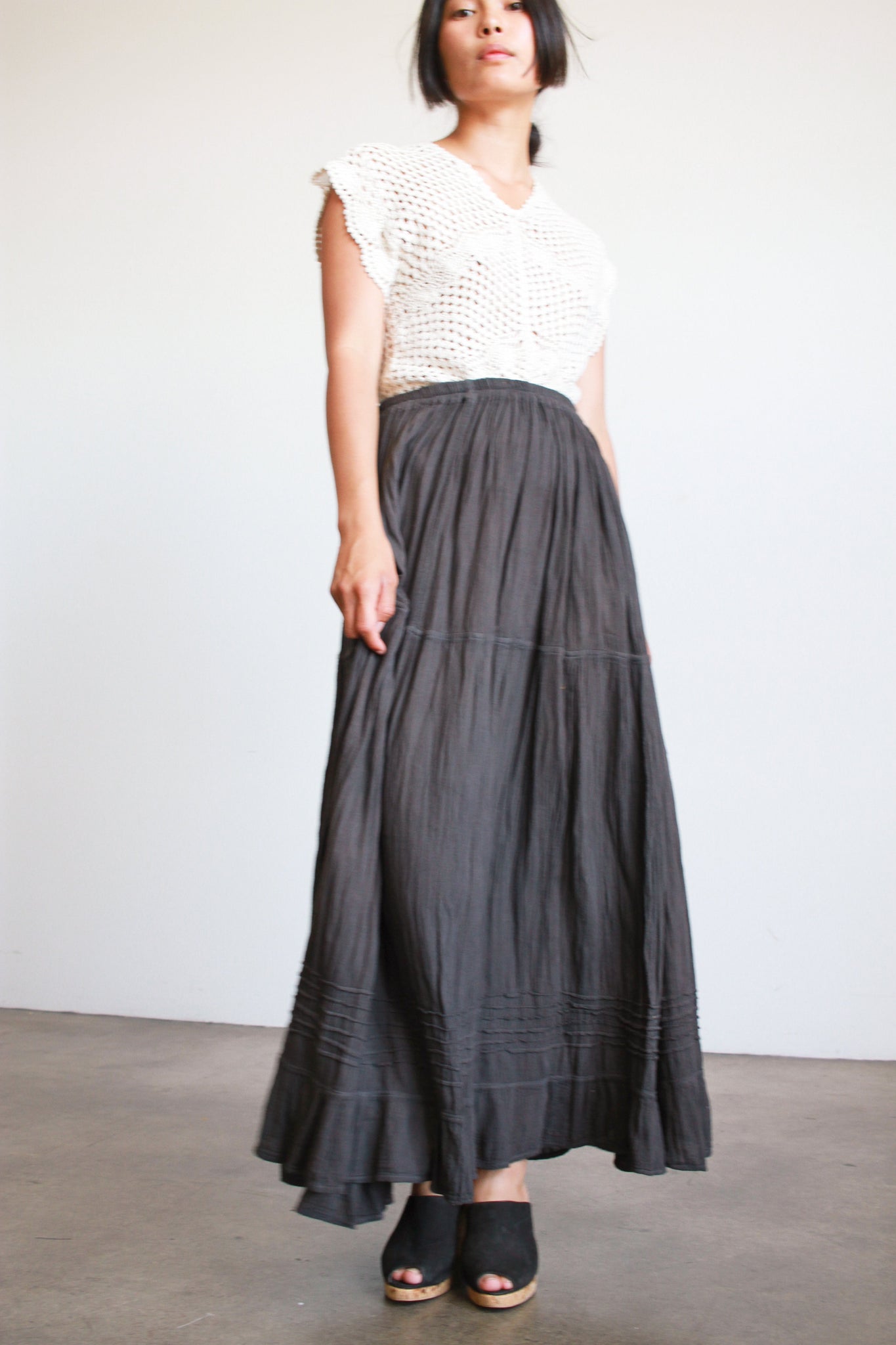 Oaxacan Cotton Gauze Midi Skirt