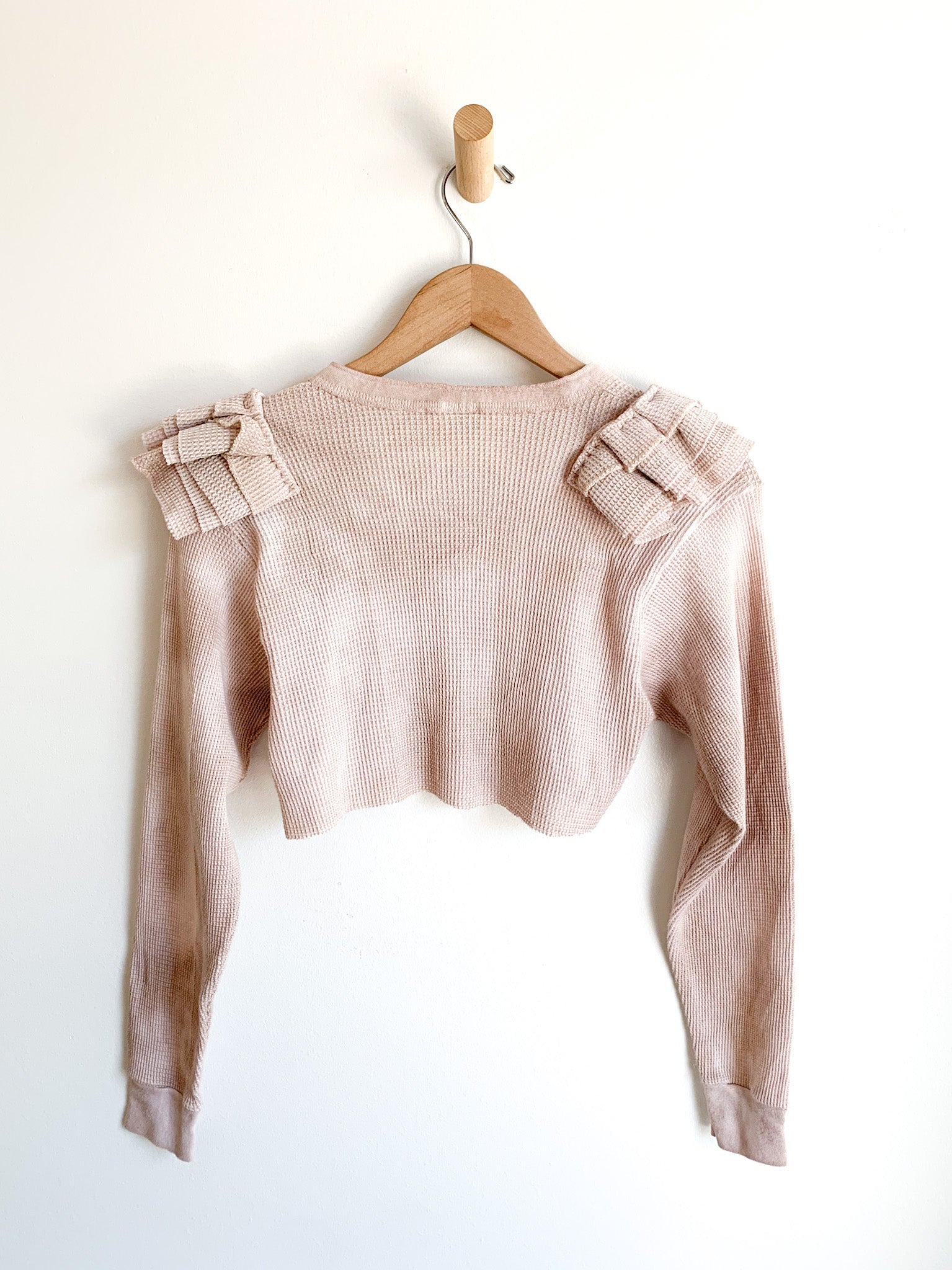 Remade Cropped Ruffle Thermal Button Front