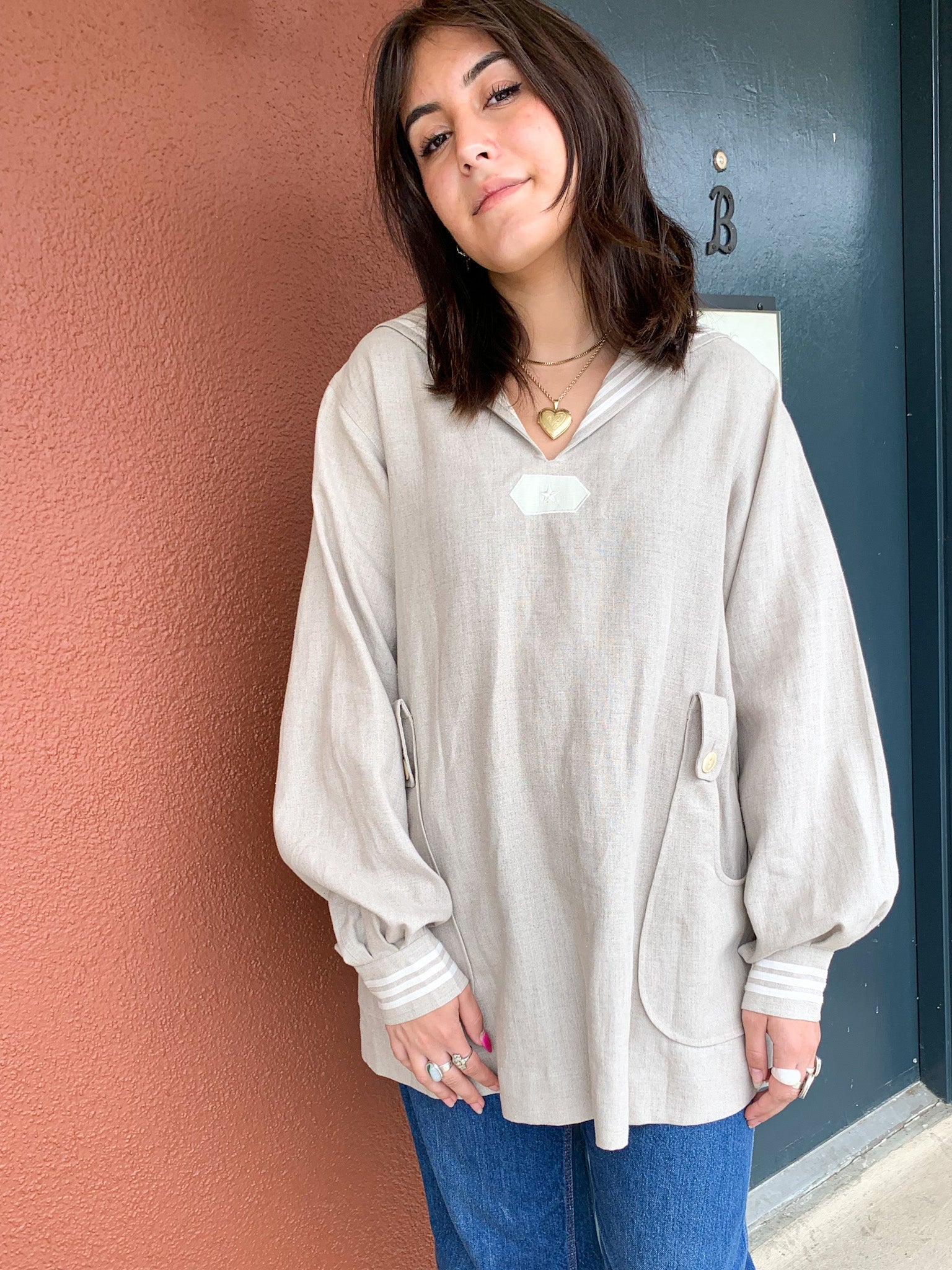 J Peterman Linen Sailor Tunic Top