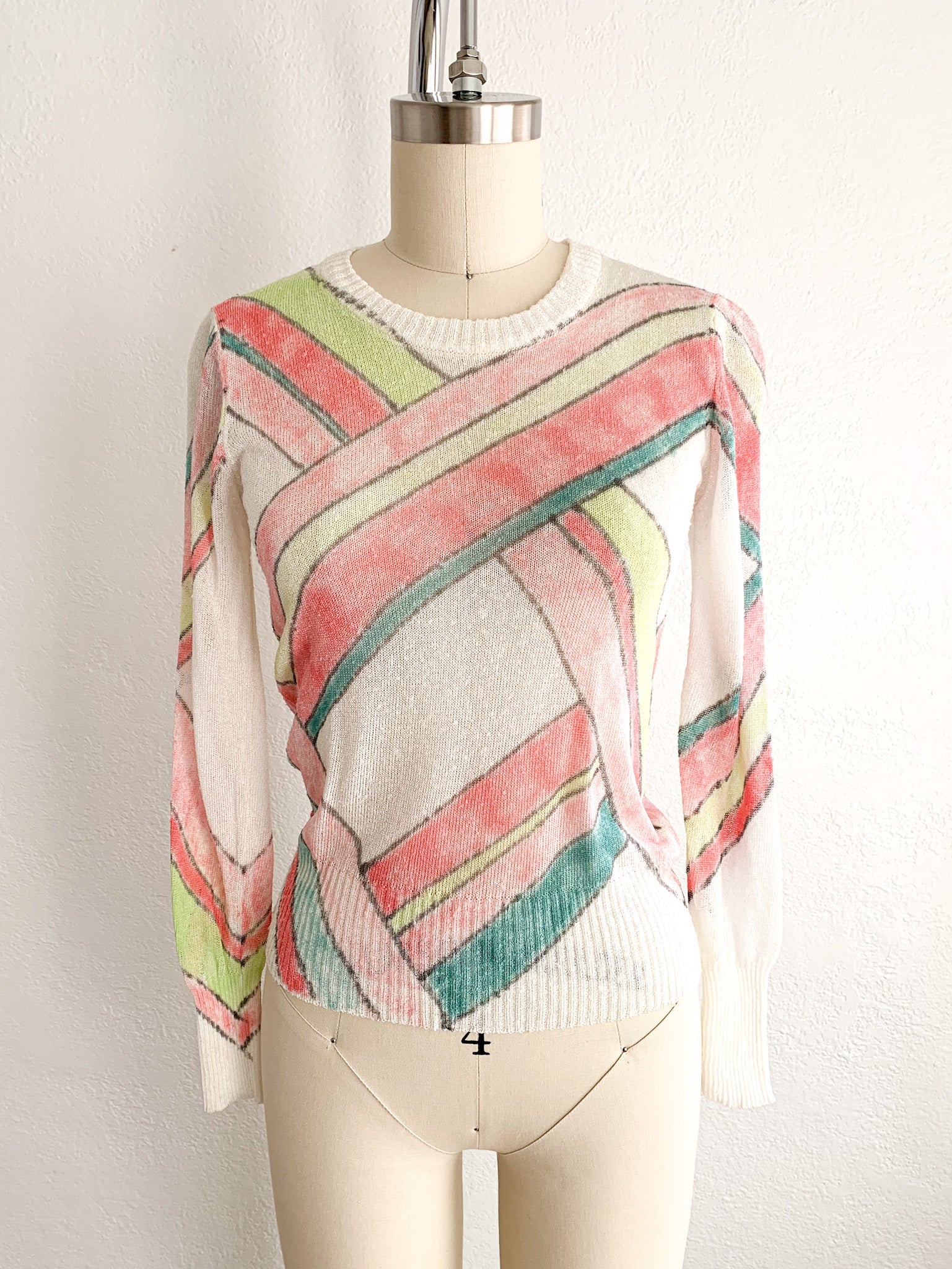 Neon Inked “Ribbons” Knit Sweater Top