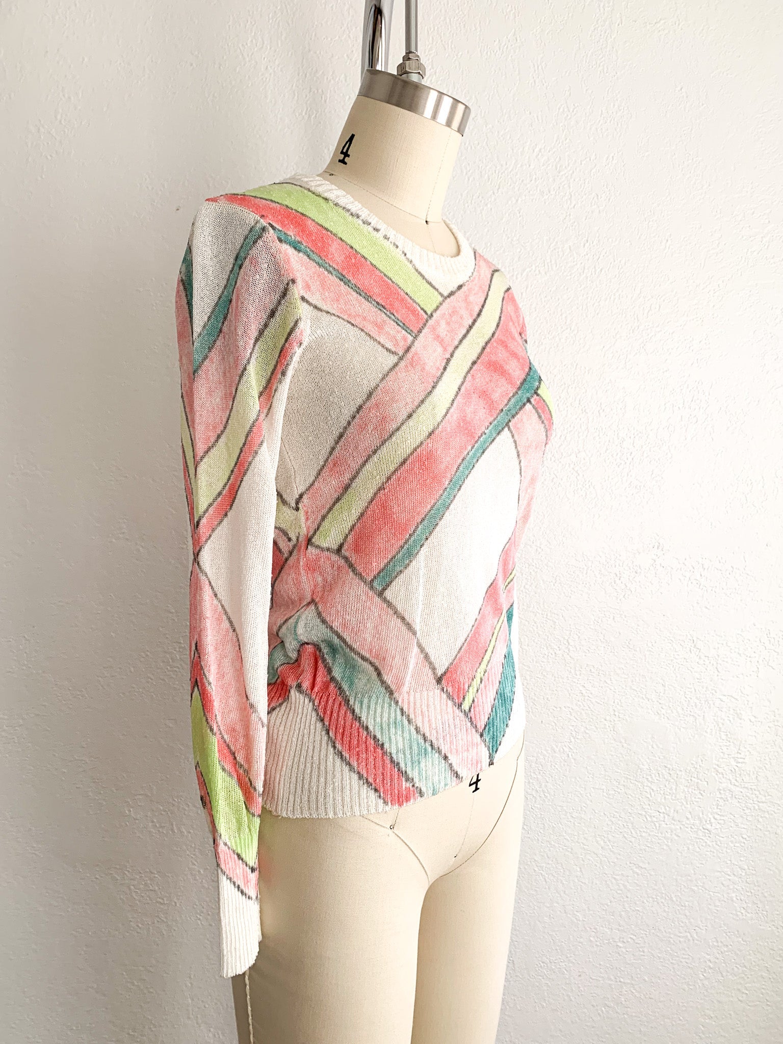 Neon Inked “Ribbons” Knit Sweater Top