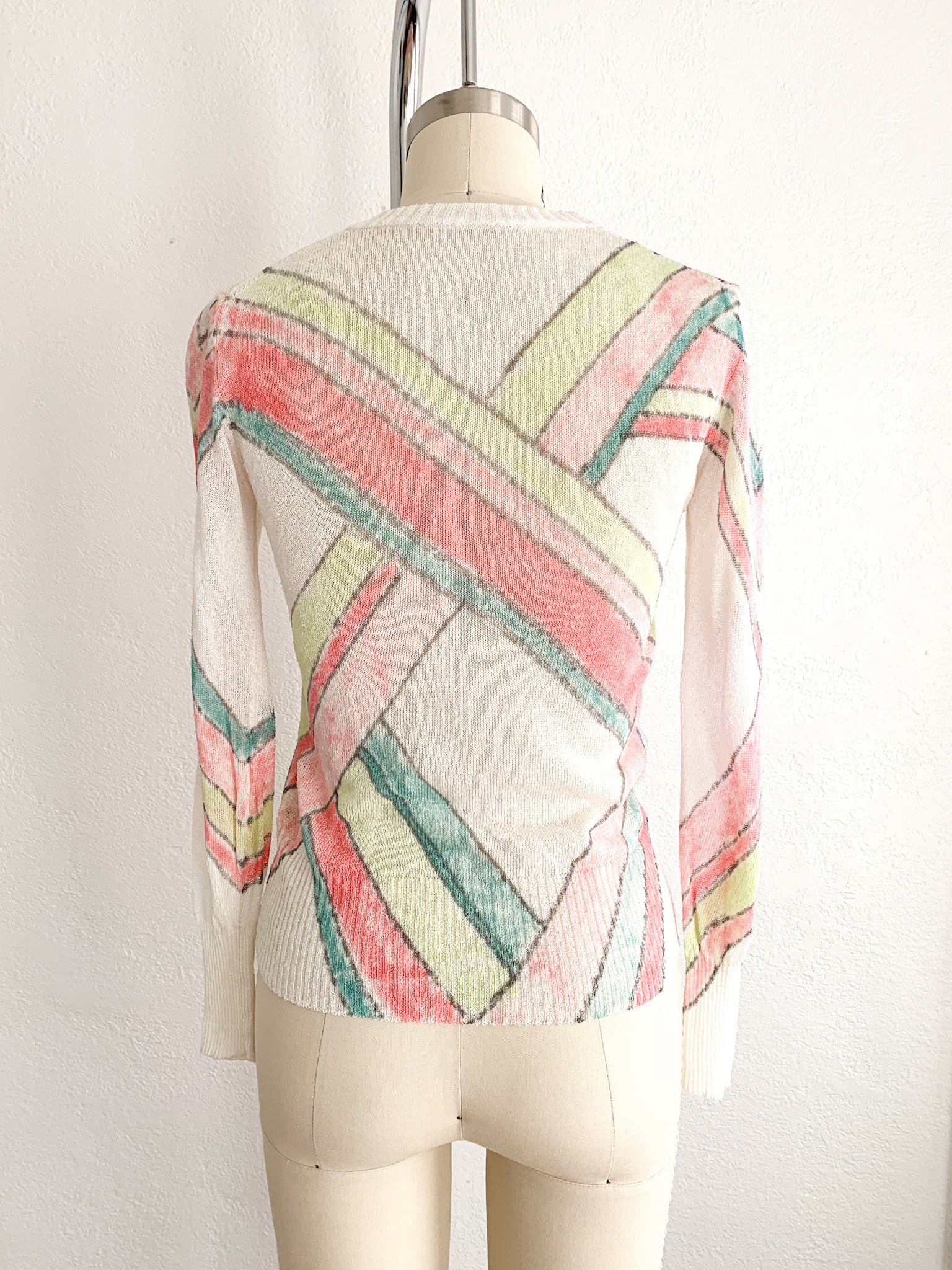 Neon Inked “Ribbons” Knit Sweater Top