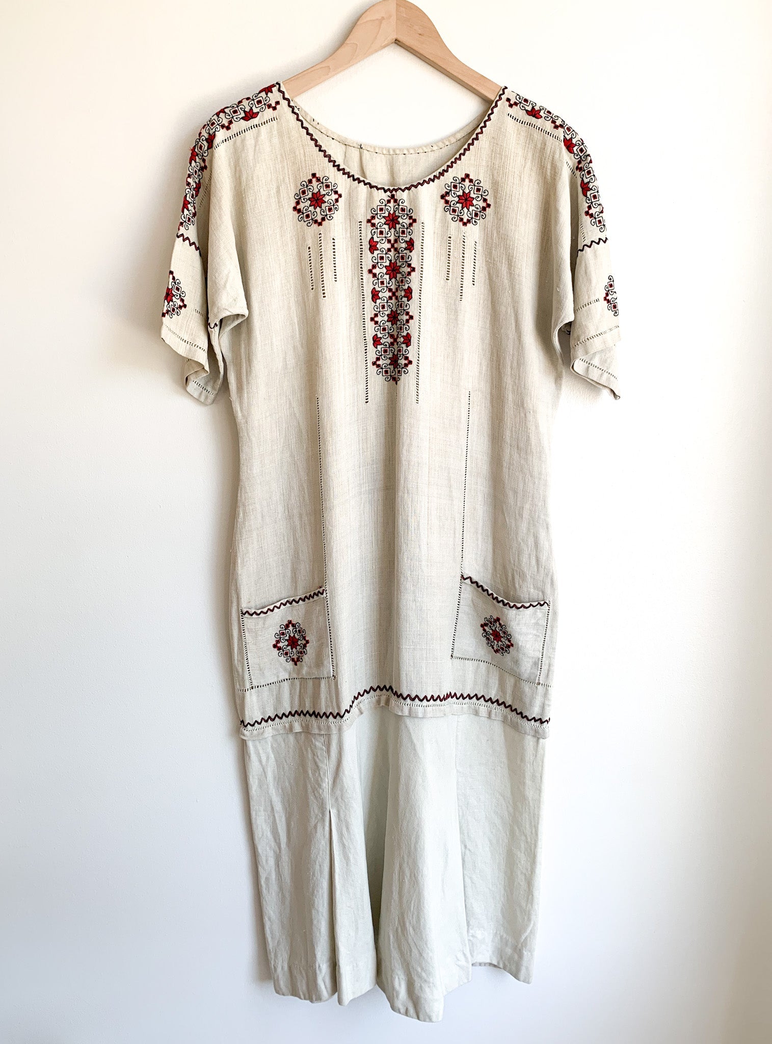 Antique Embroidered Linen Dress