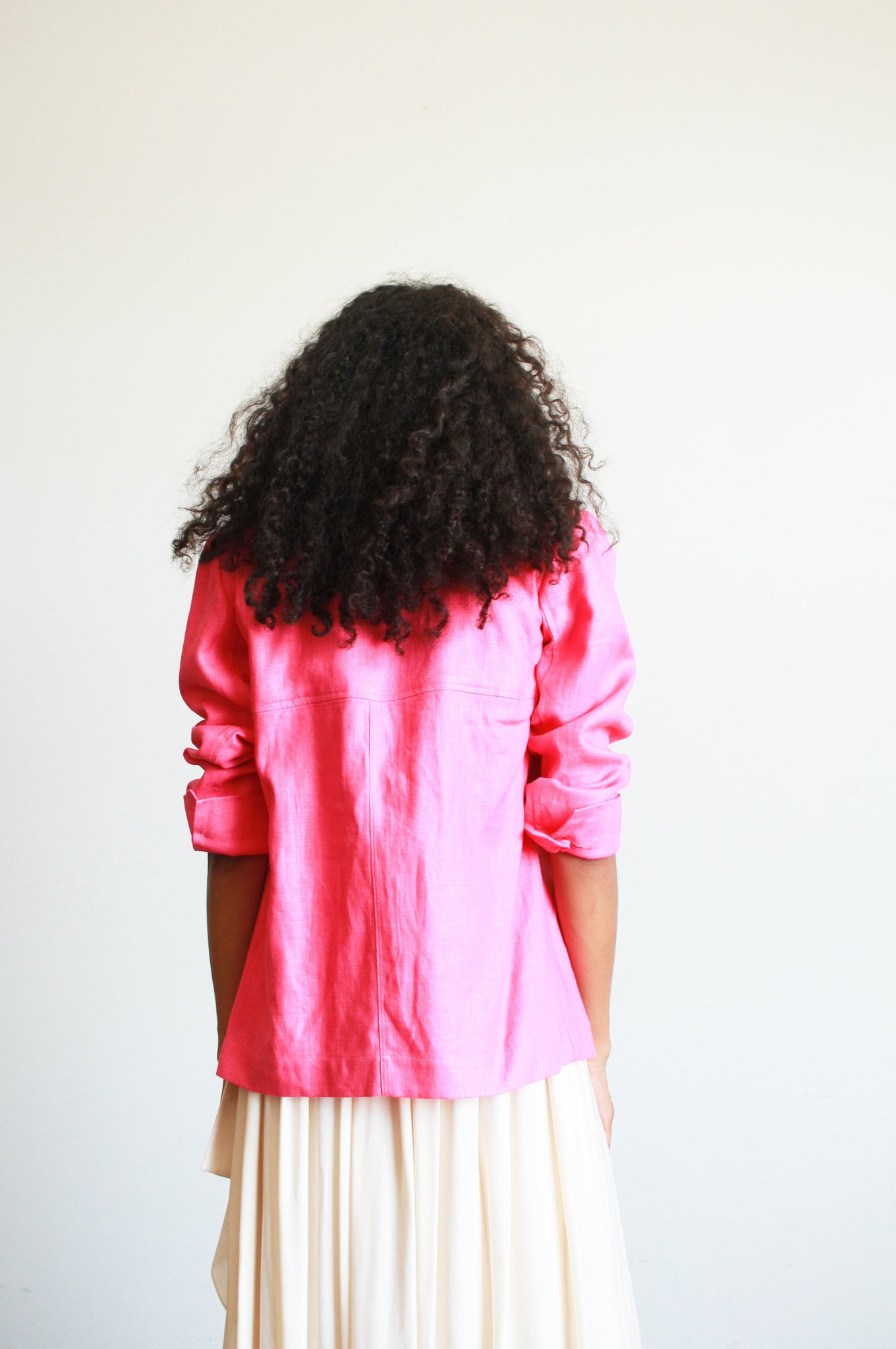 1980s Yves Saint Laurent Fuchsia Linen Boxy Blazer