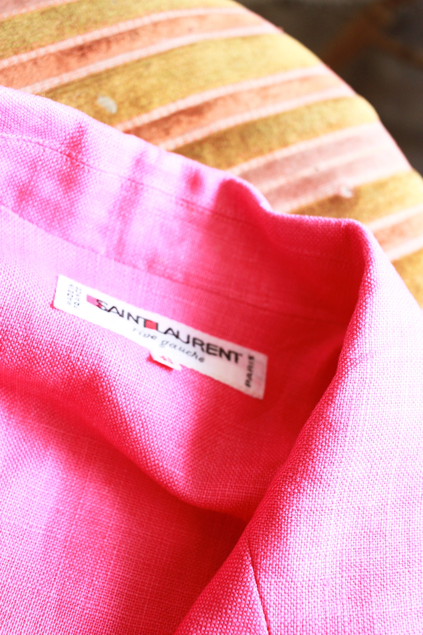 1980s Yves Saint Laurent Fuchsia Linen Boxy Blazer