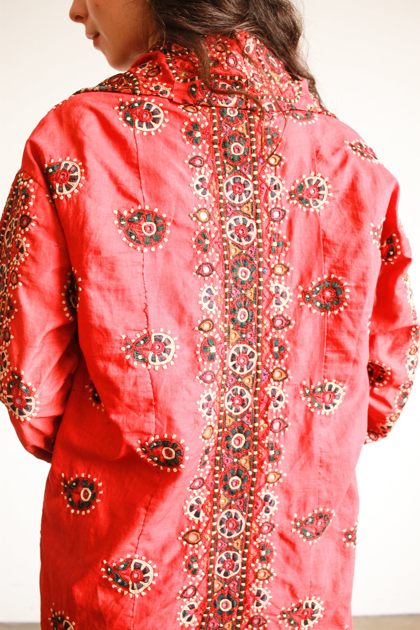 1930s Indian Cotton Embroidered Mirror Work Jacket