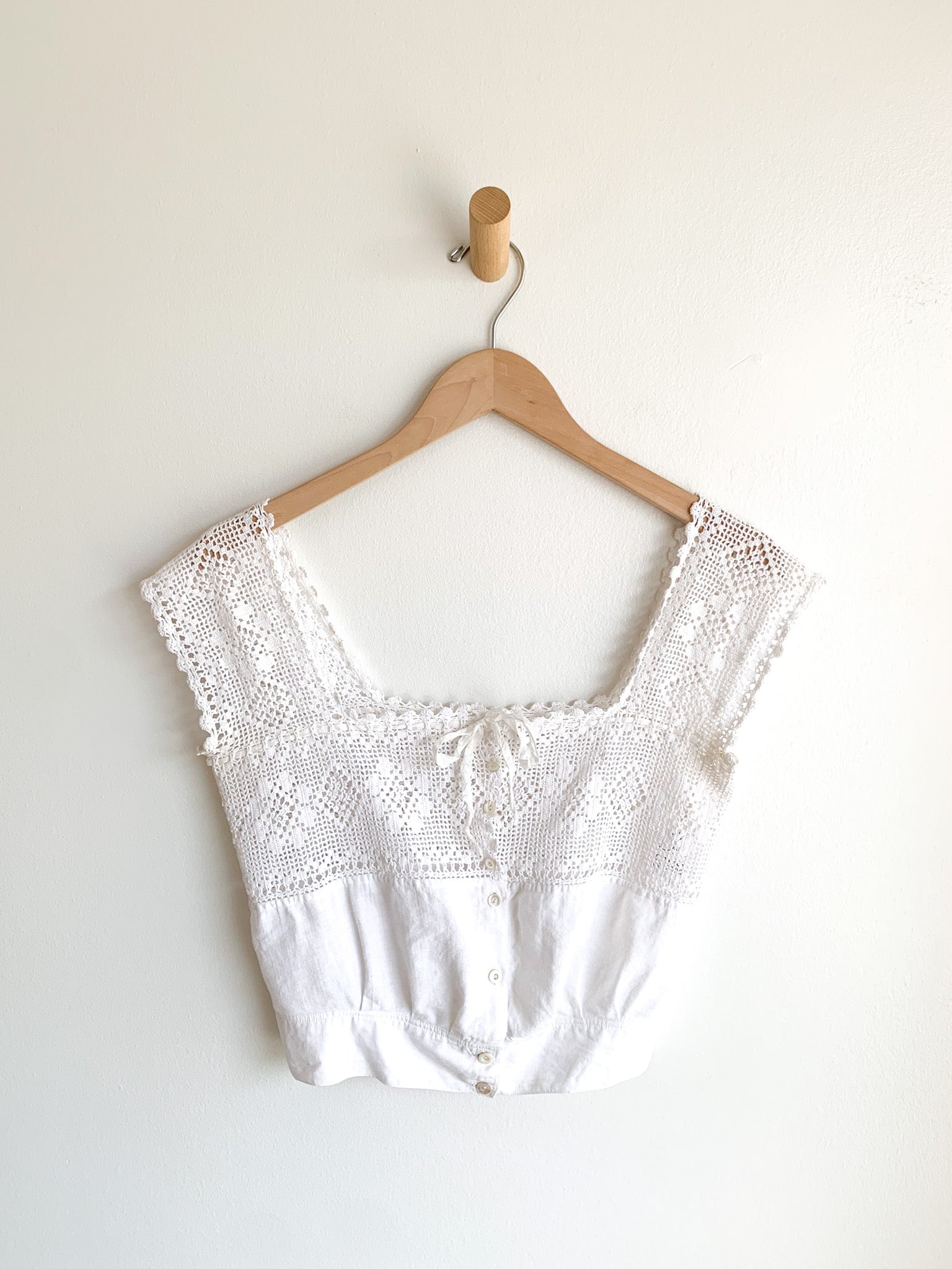 Antique Cotton & Crochet Top