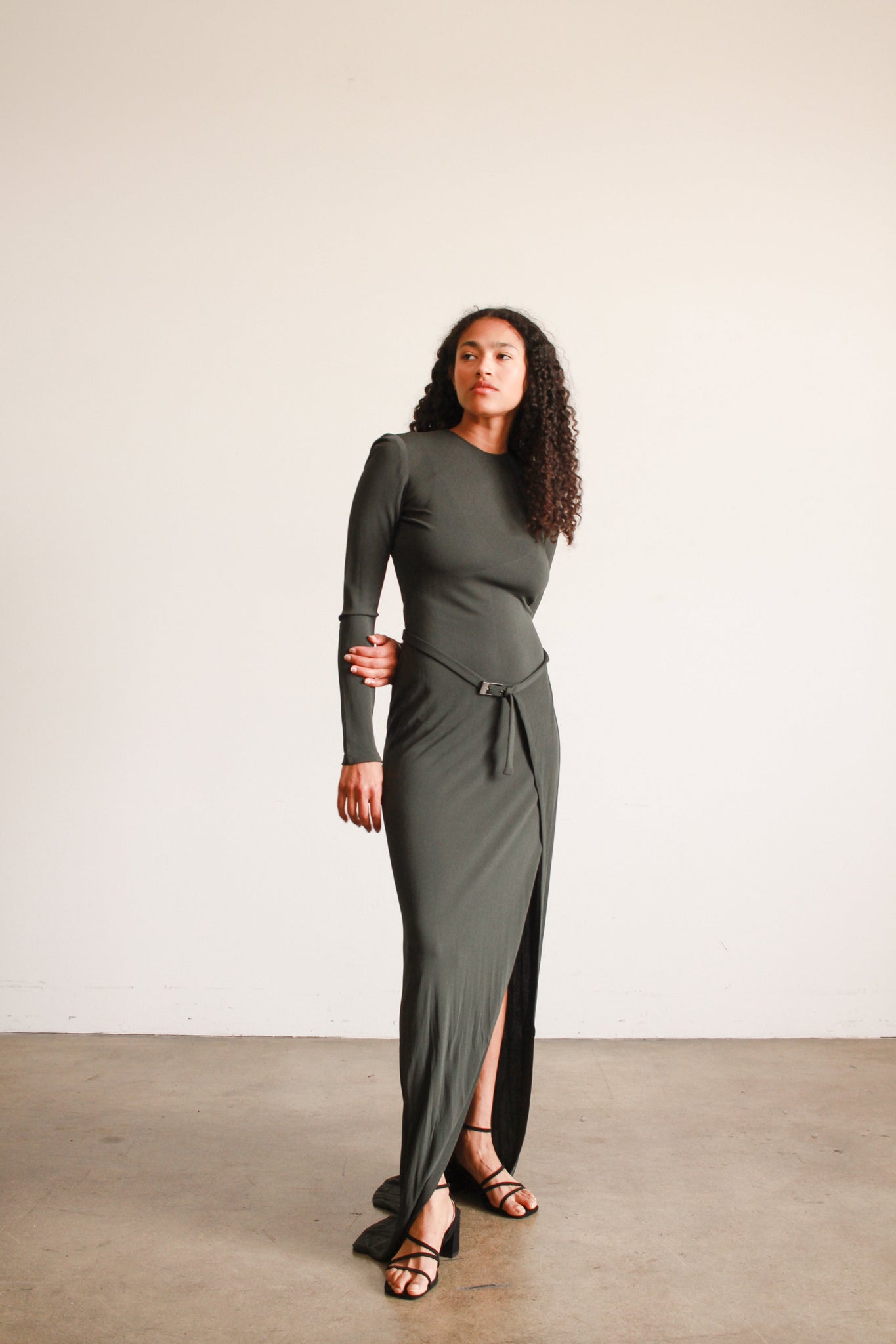 1990s Calvin Klein Jersey Knit Long Sleeve Dress