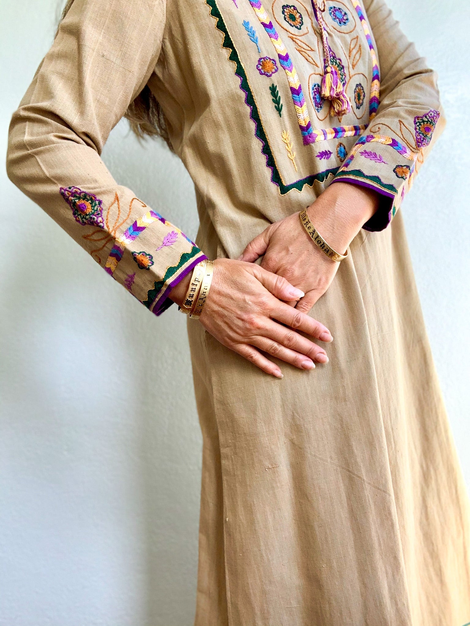 1960's Embroidered Tunic Kaftan Dress