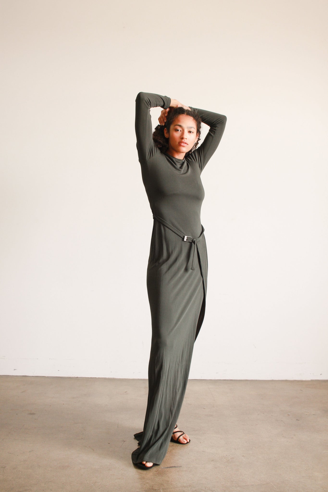 1990s Calvin Klein Jersey Knit Long Sleeve Dress