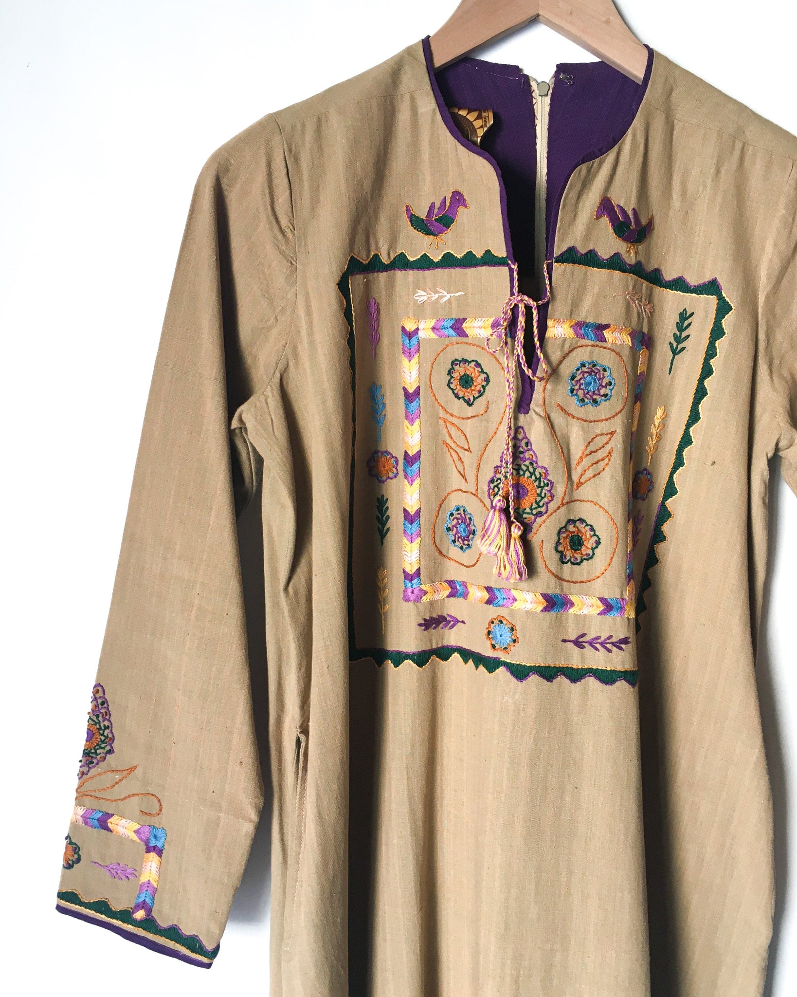 1960's Embroidered Tunic Kaftan Dress