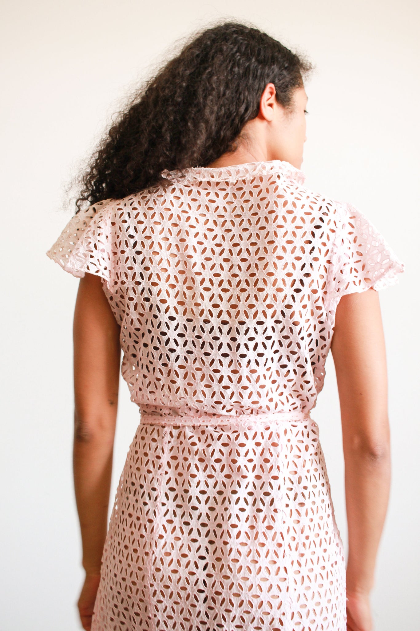 1930s Blush Pink Cotton Eyelet Dress