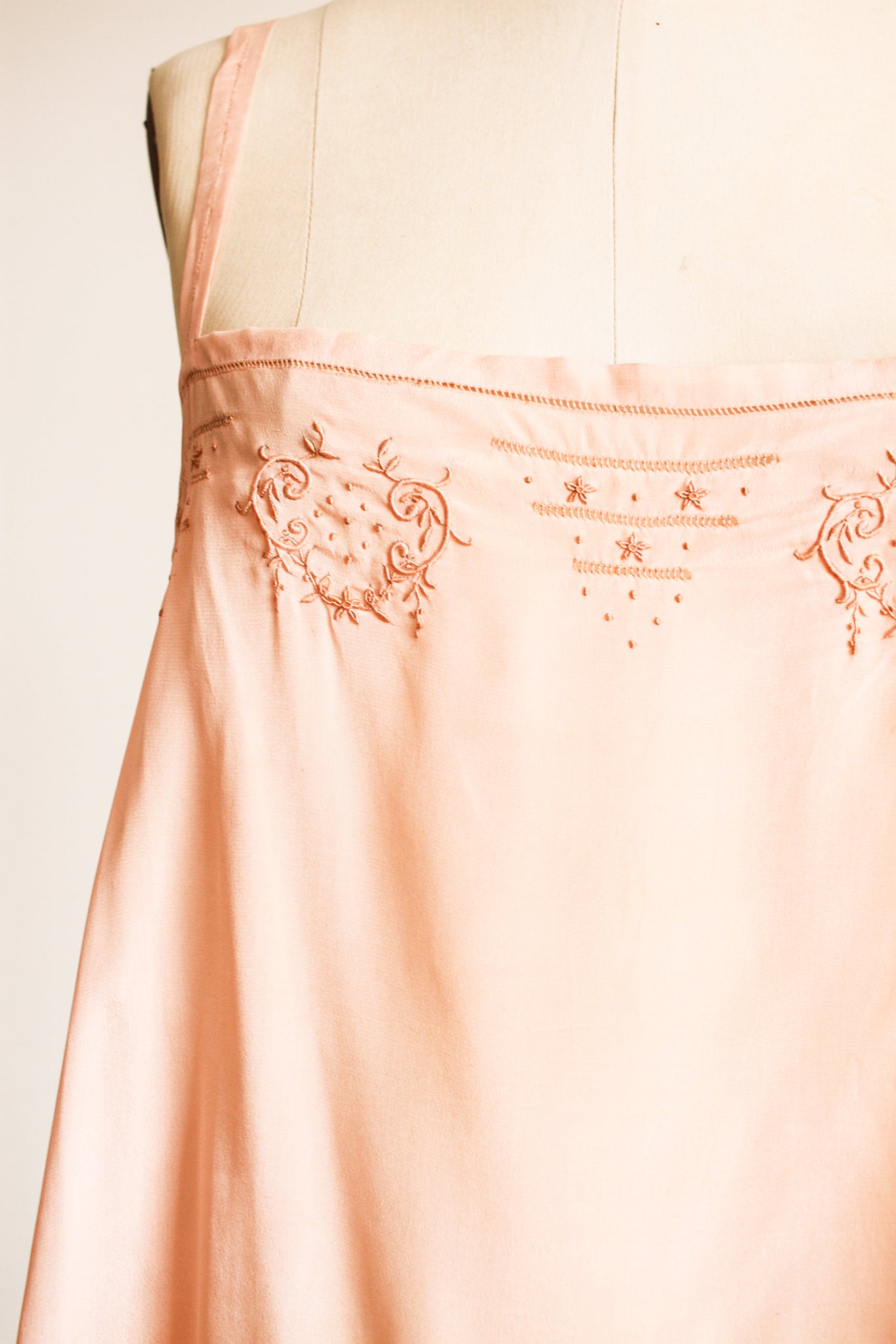 1930s Blush Silk Embroidered Chemise Step-In