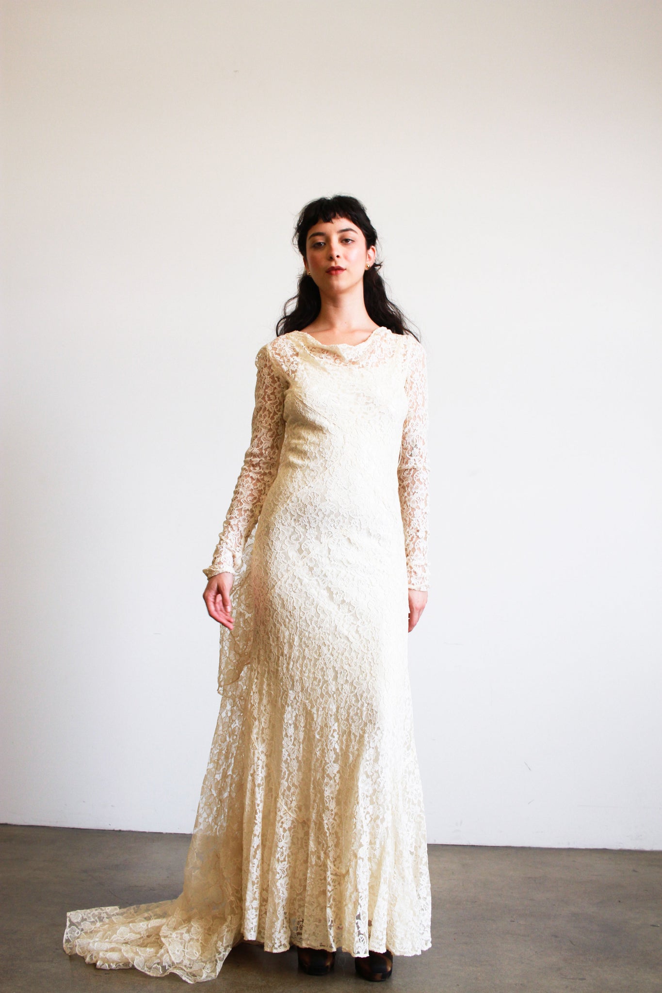 1930s Ecru Lace Bias Gown