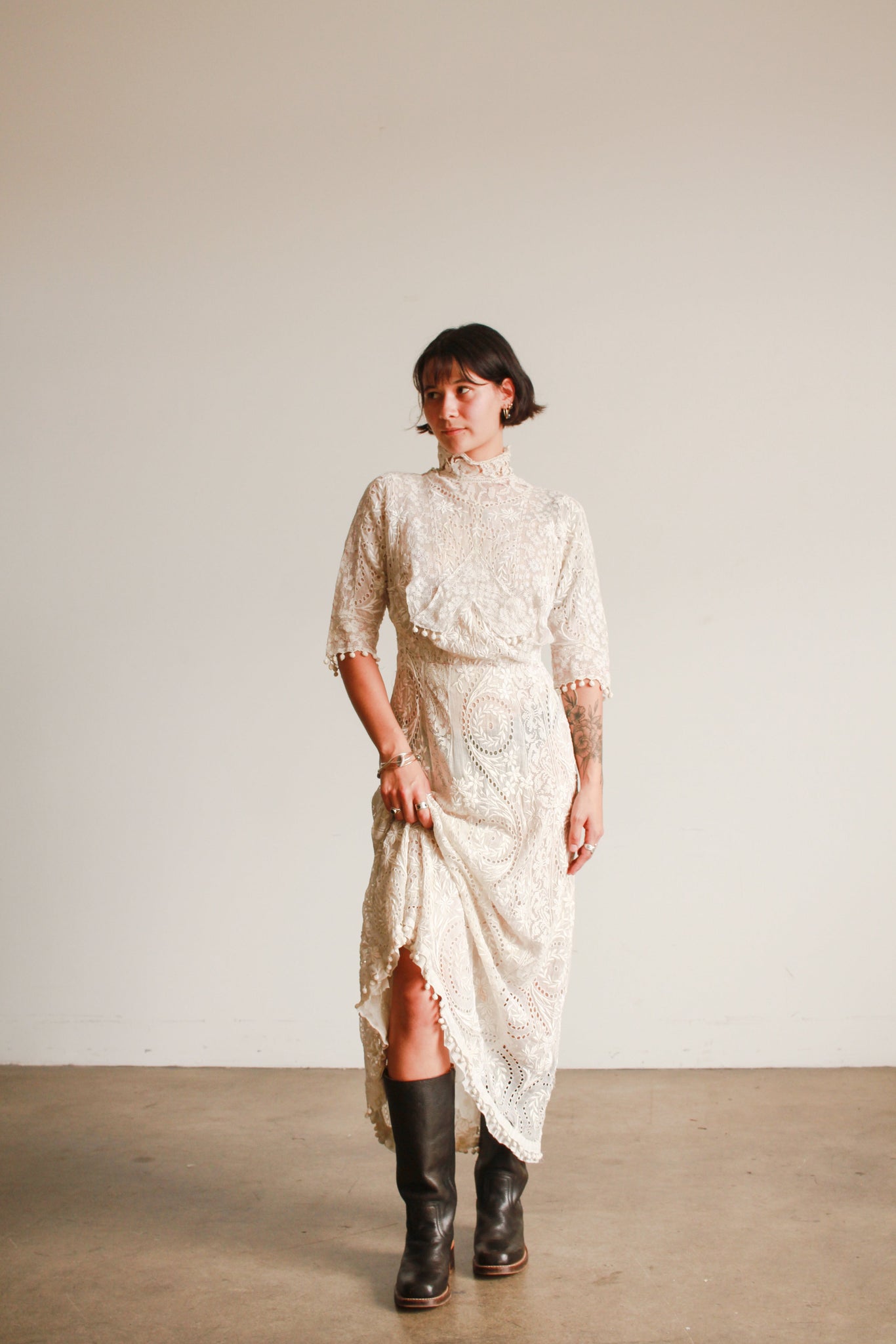 Edwardian Heavy Embroidered Cotton Lawn Dress