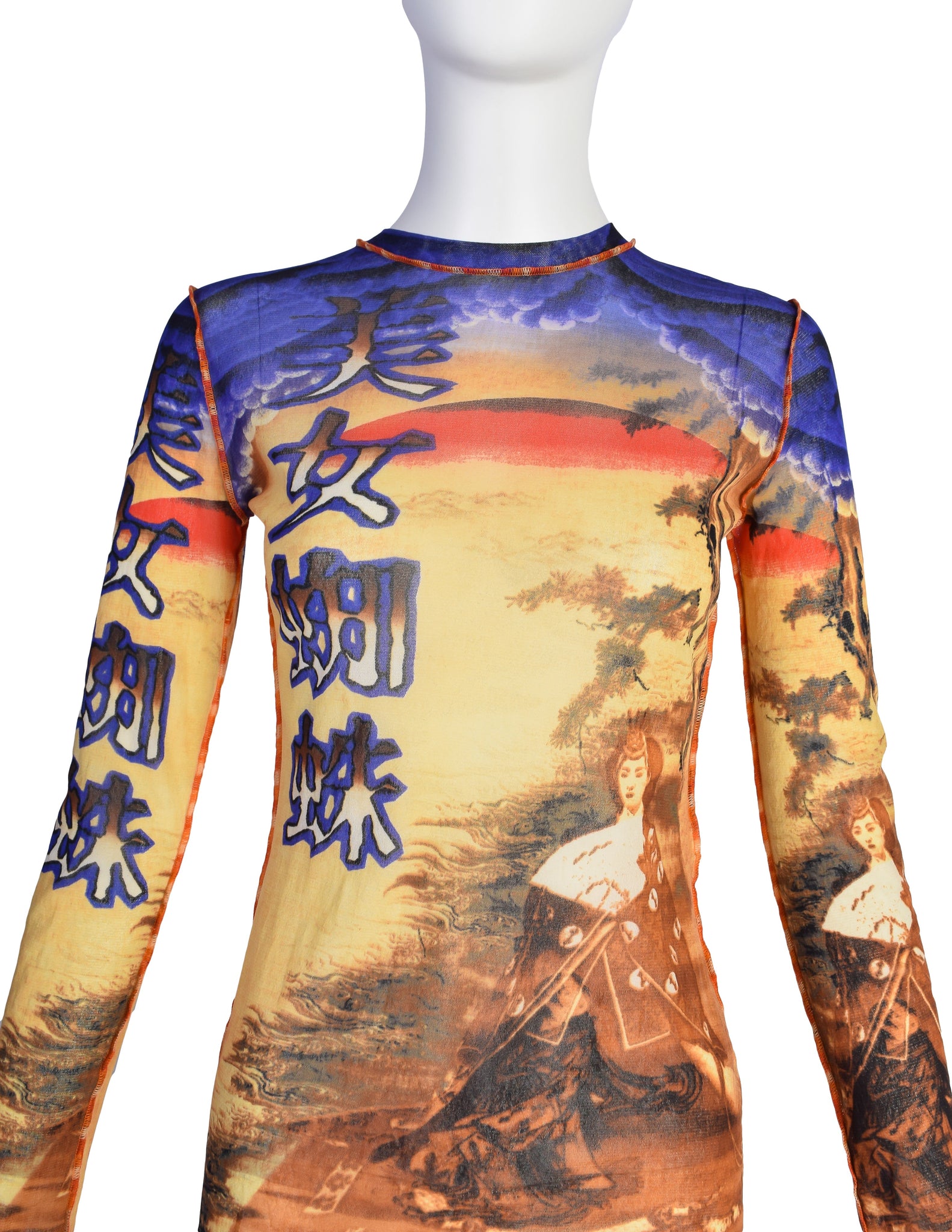 Jean Paul Gaultier Vintage Japanese Geisha Scenic Long Sleeve Top