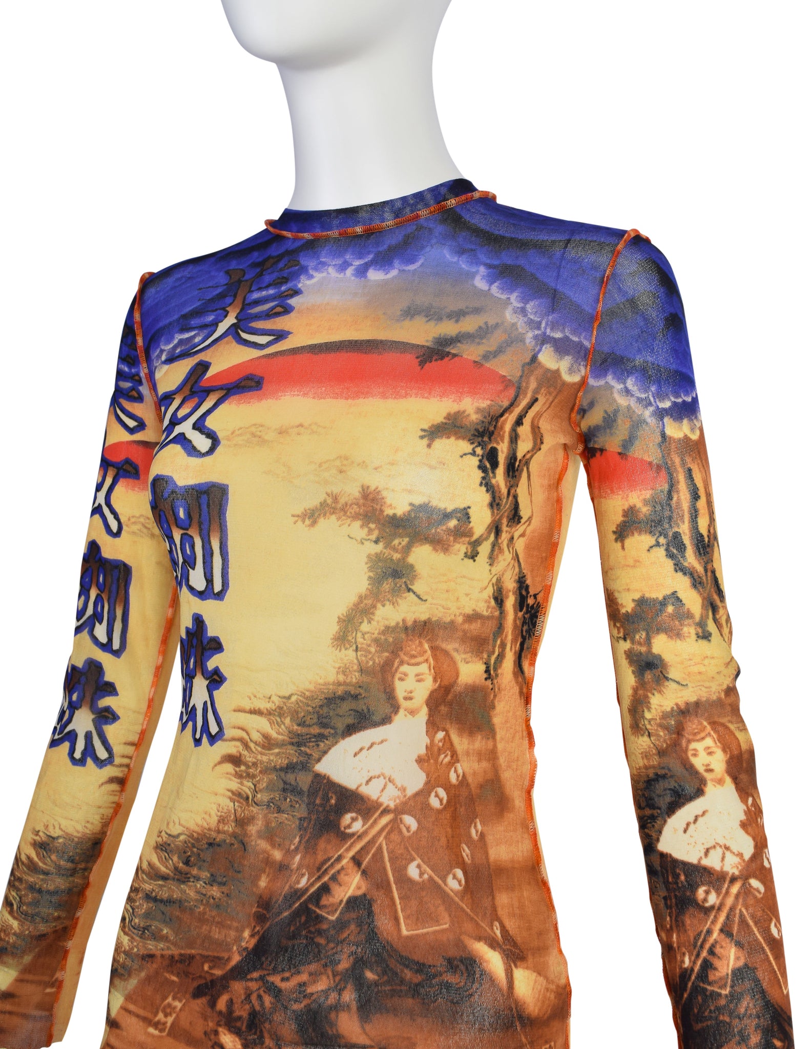 Jean Paul Gaultier Vintage Japanese Geisha Scenic Long Sleeve Top