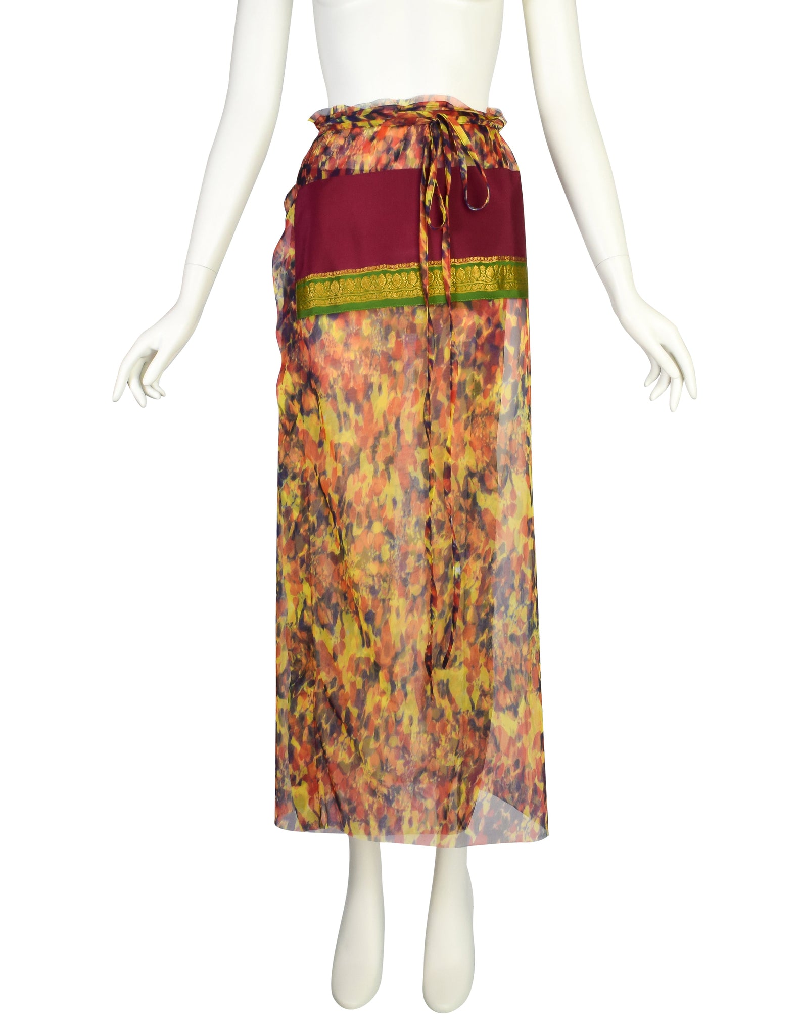 Jean Paul Gaultier Vintage SS 1997 Multicolor 'Tortoise' Print Sheer Wrap Skirt