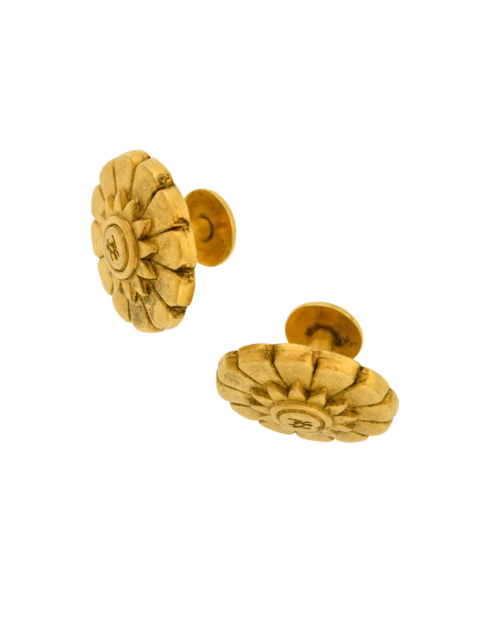 Karl Lagerfeld Vintage Golden Flower Logo Cufflinks