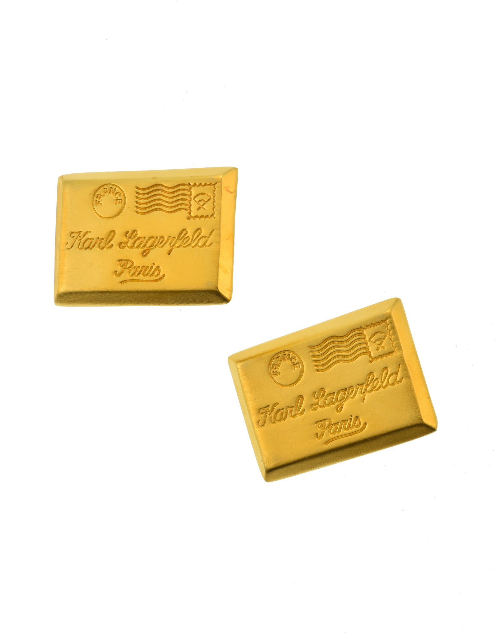 Karl Lagerfeld Vintage Matte Gold Love Letter Post Mail Envelope Novelty Earrings