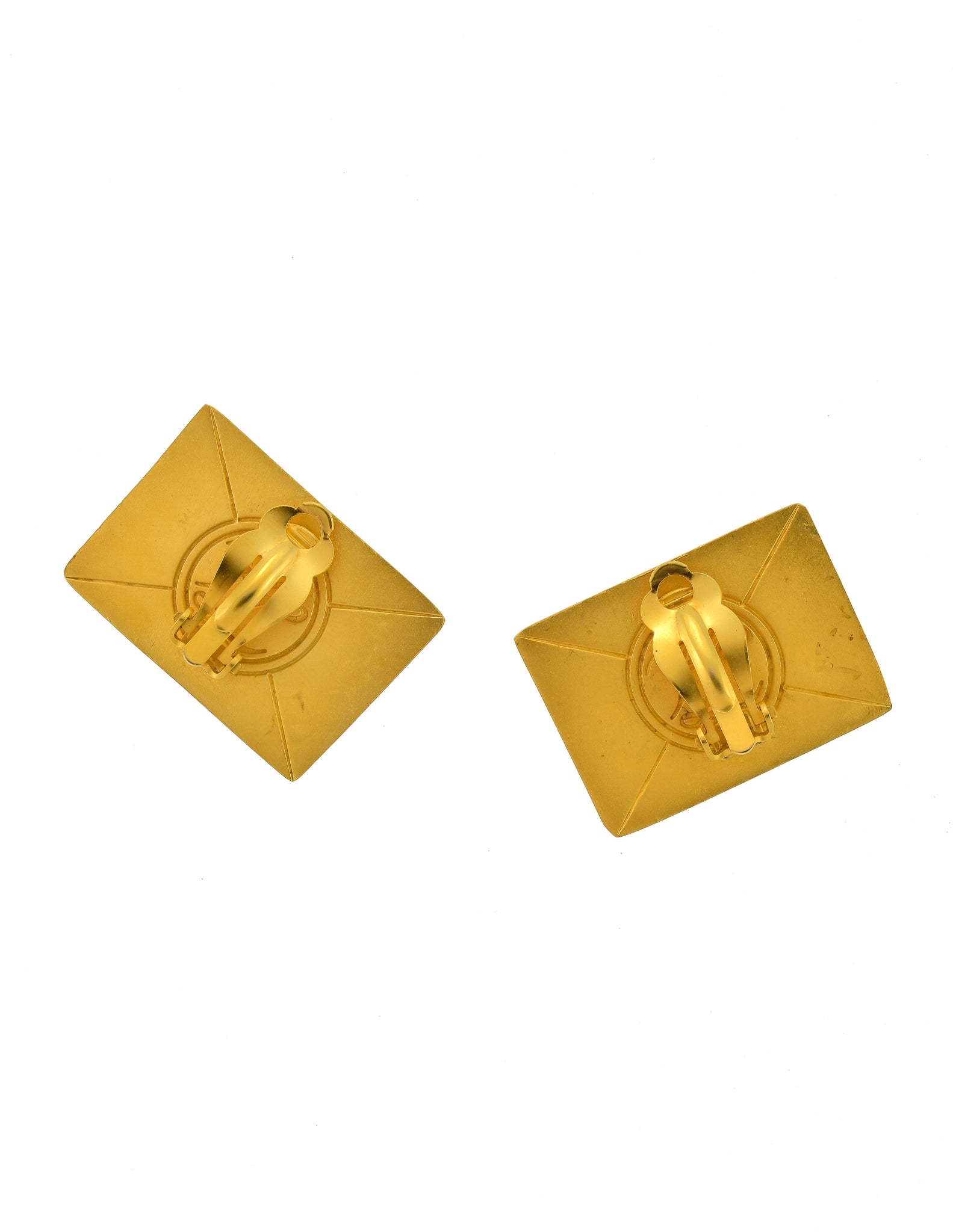 Karl Lagerfeld Vintage Matte Gold Love Letter Post Mail Envelope Novelty Earrings