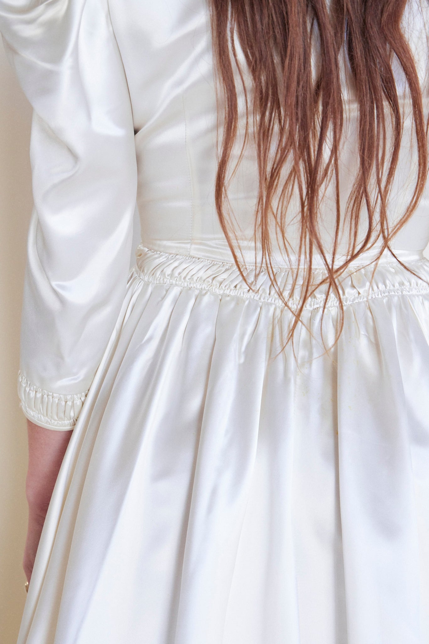 1960s Collared Puff Sleeve Wedding Dress