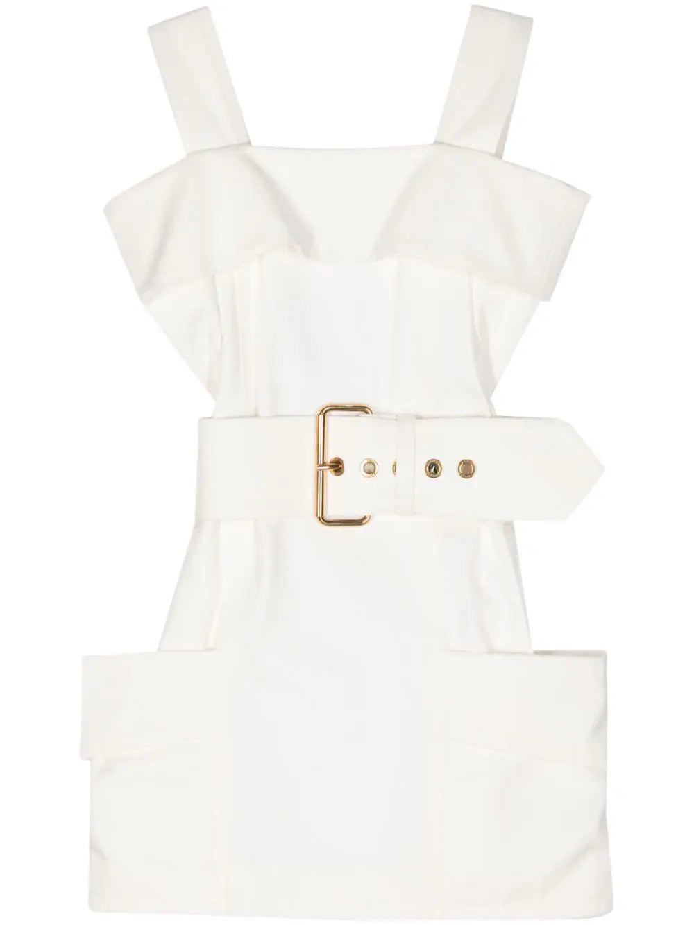 Louis Vuitton Pre-Owned white
wool belted waist sleeveless mini dress