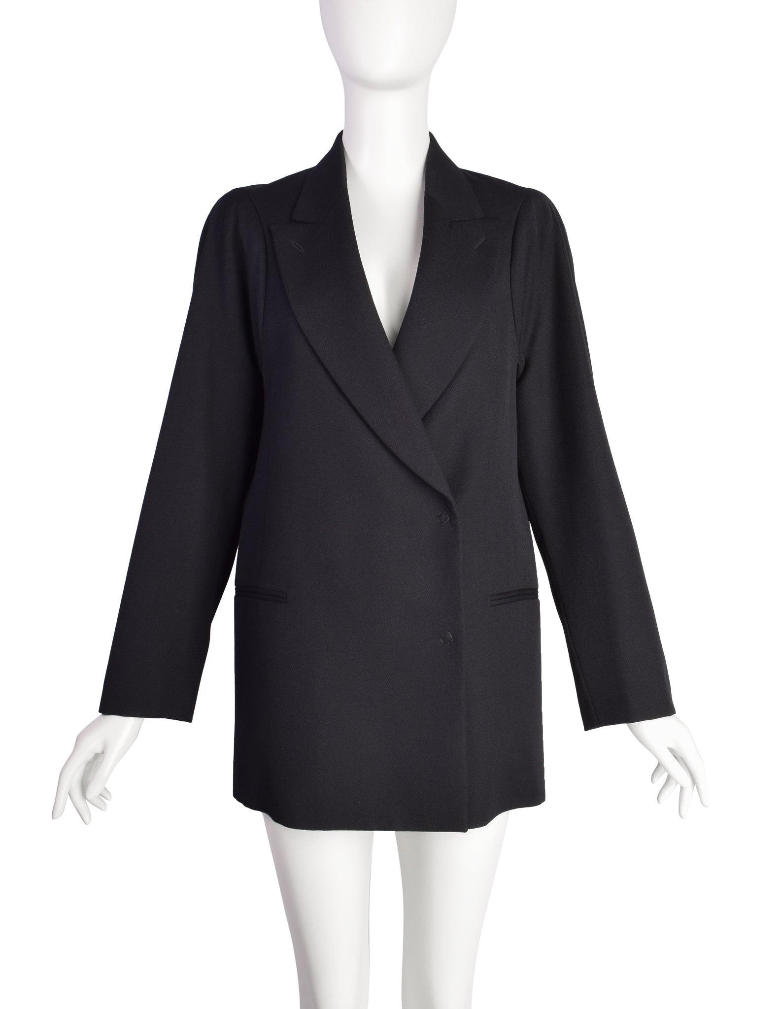 Maison Martin Margiela Vintage AW 1998 Flat Pattern Off-Set Sleeve Black Wool Blazer Jacket