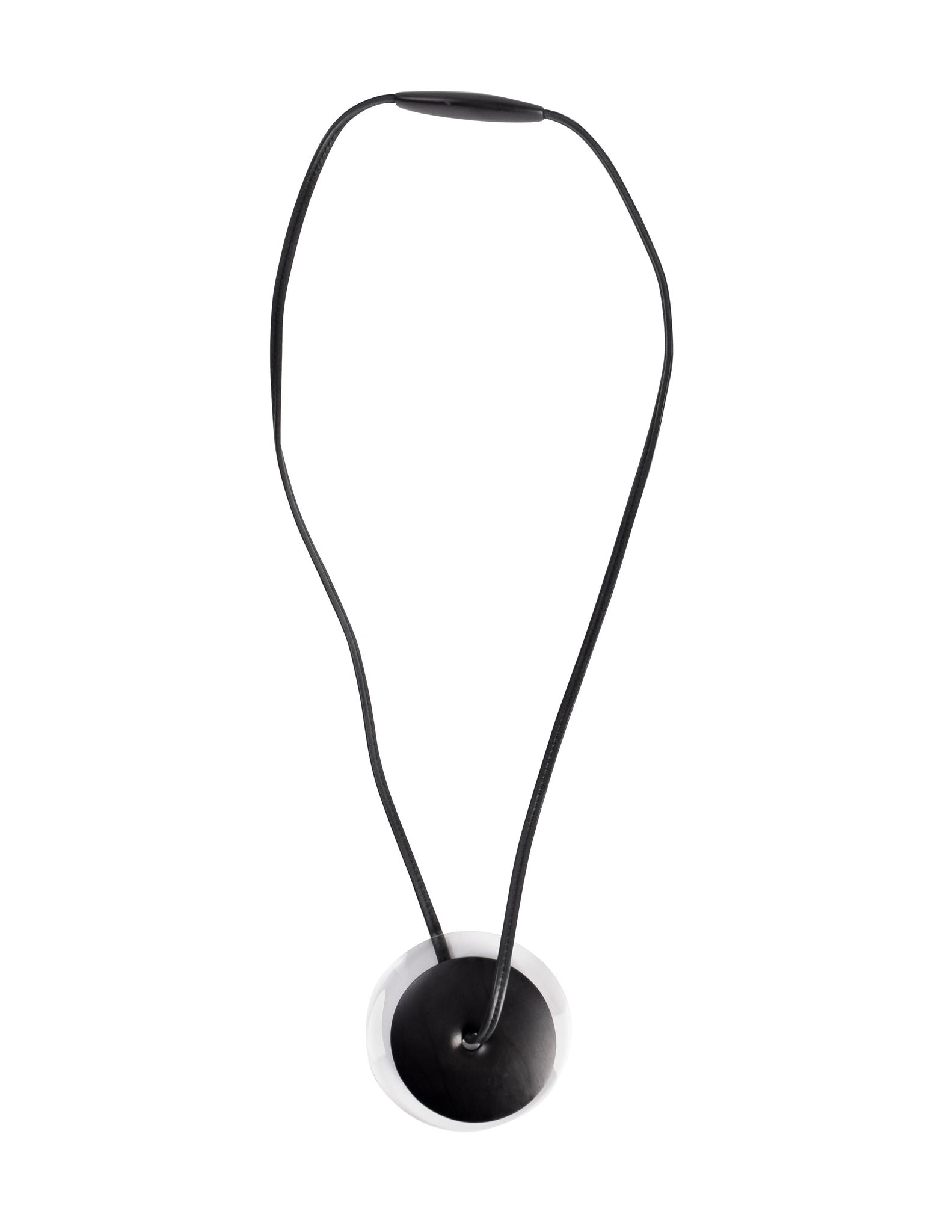 Monies Vintage Oversized Ebony Wood and Lucite Double Disc Long Sautoir Necklace