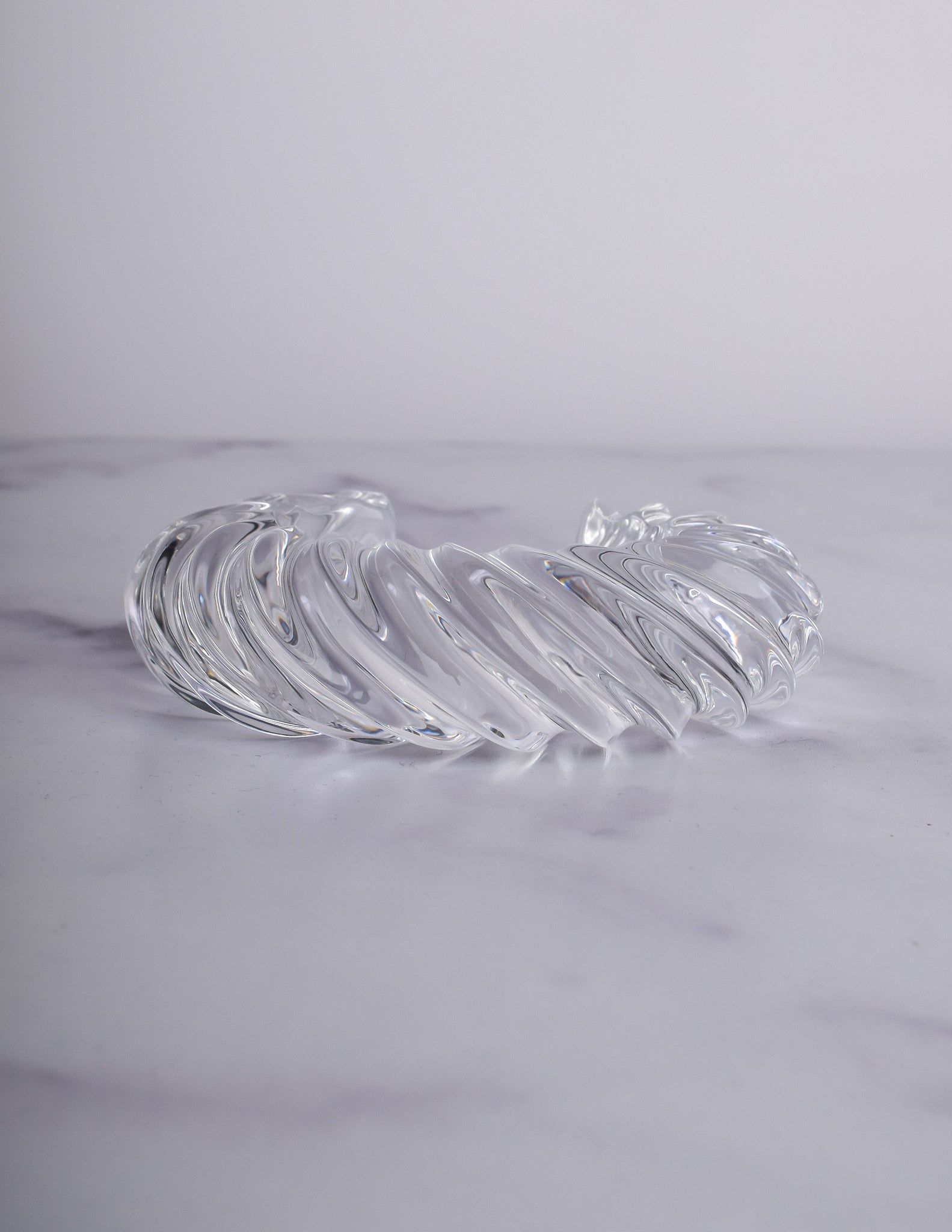 Patricia von Musulin Vintage Clear Twisted Ribbed 'Ridged' Hand Carved Lucite Cuff Bracelet