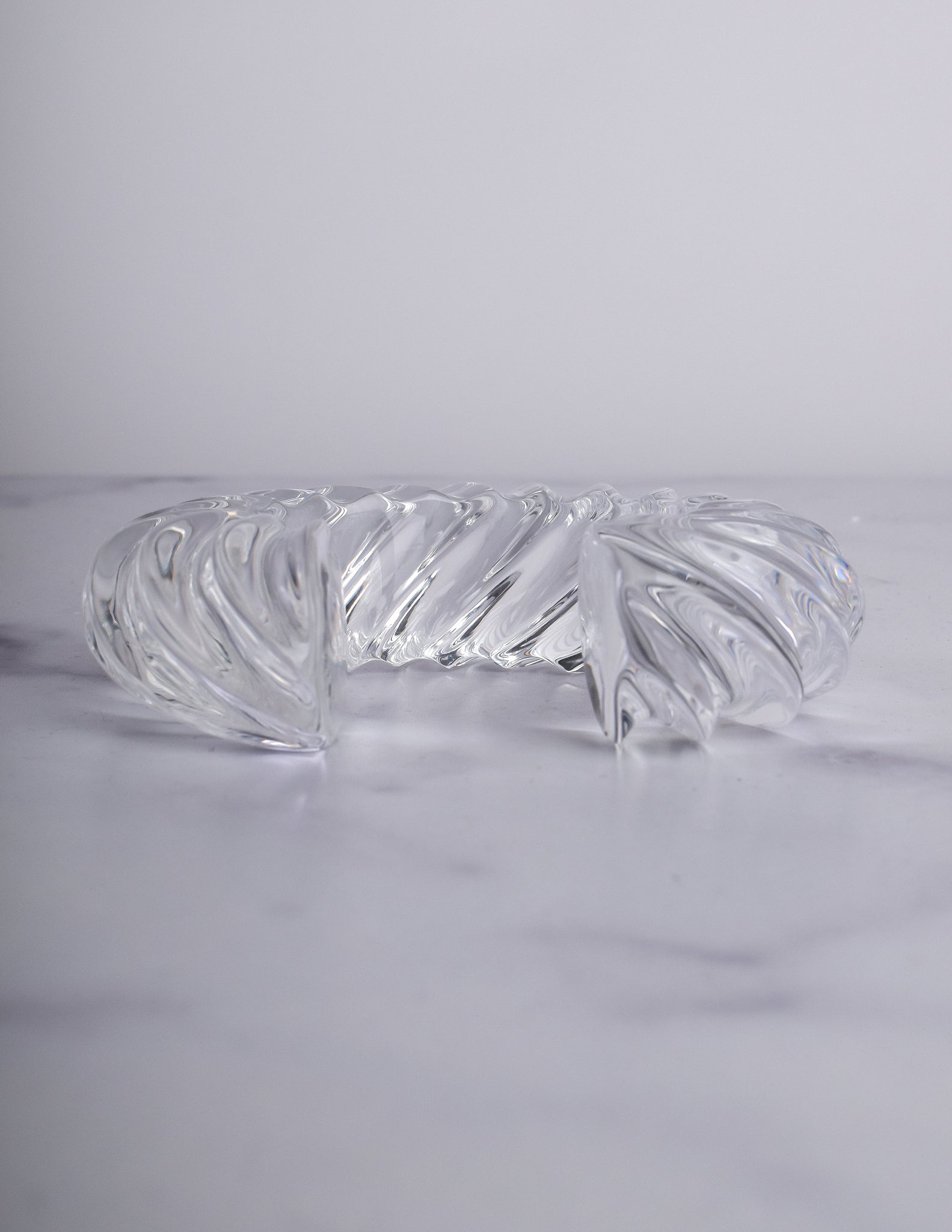 Patricia von Musulin Vintage Clear Twisted Ribbed 'Ridged' Hand Carved Lucite Cuff Bracelet